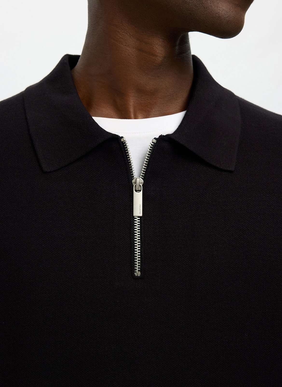 Sweat droit uni à demi zip SELECTED Noir