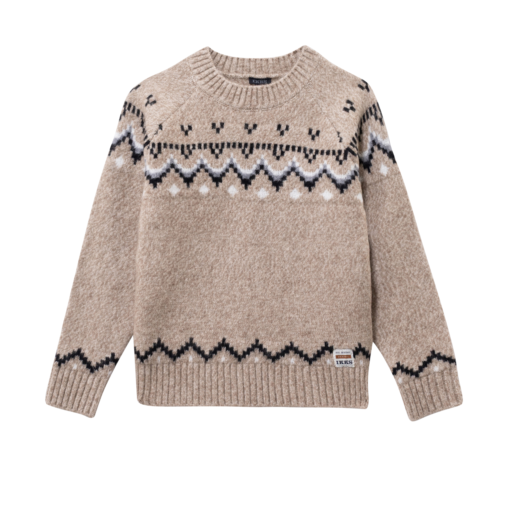 Pull ample col rond en jacquard IKKS JUNIOR Beige