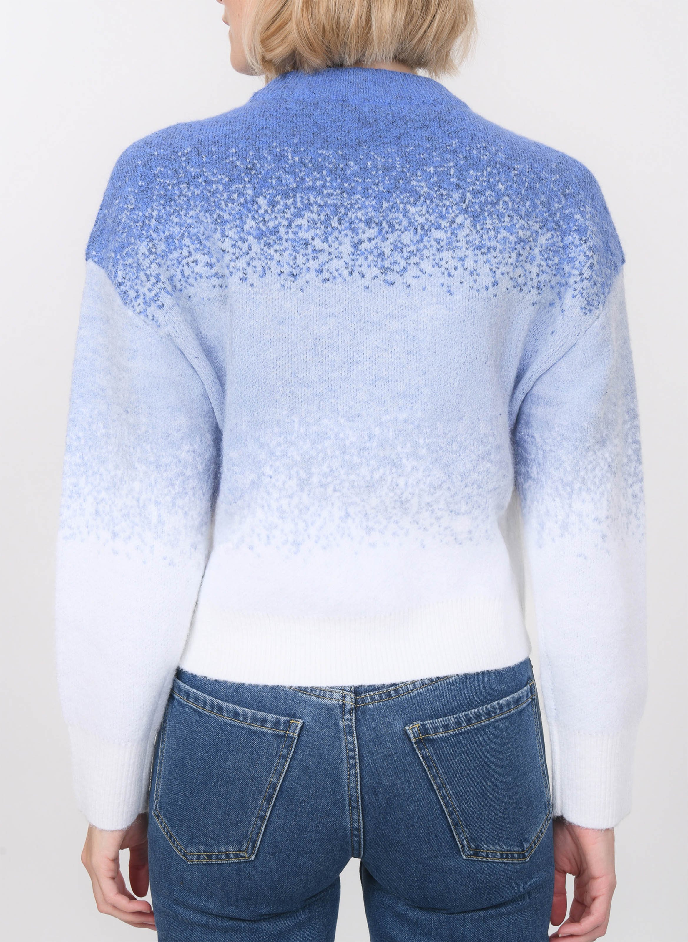 Pull oversize col rond en maille KOOKAI Bleu