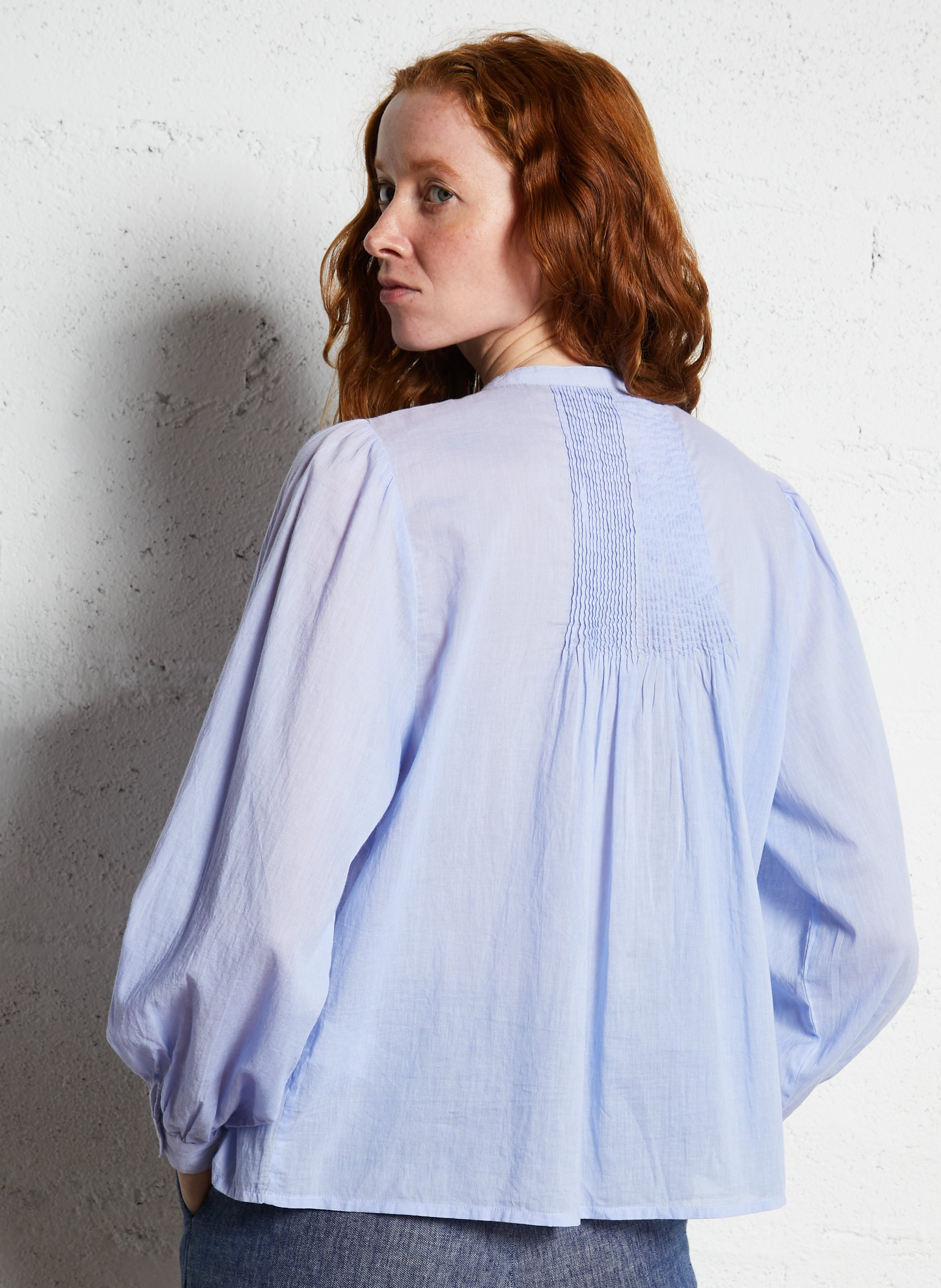Round-neck organic cotton shirt EMILE ET IDA Blue