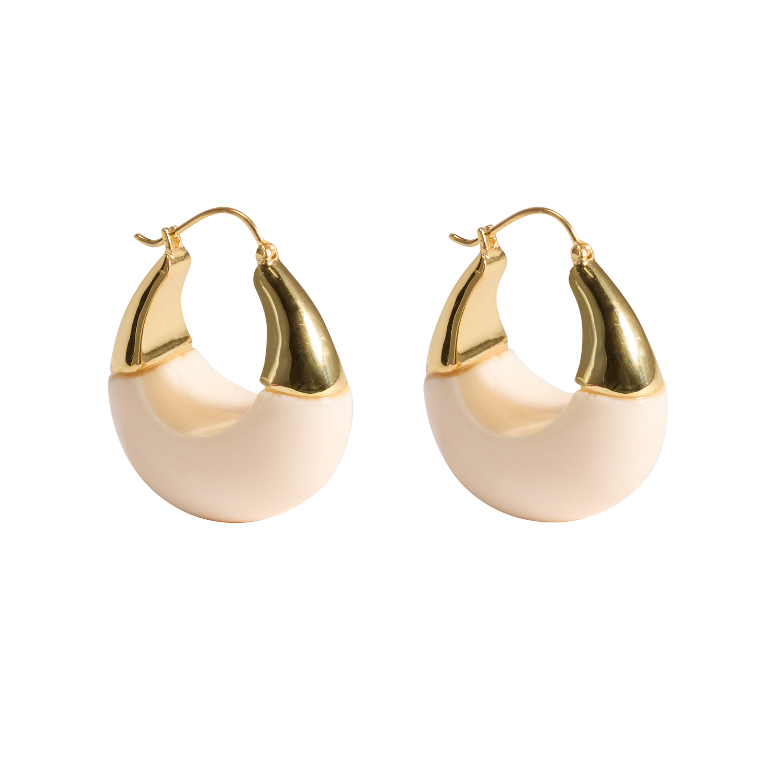 Wide hoop earrings FEEKA Beige