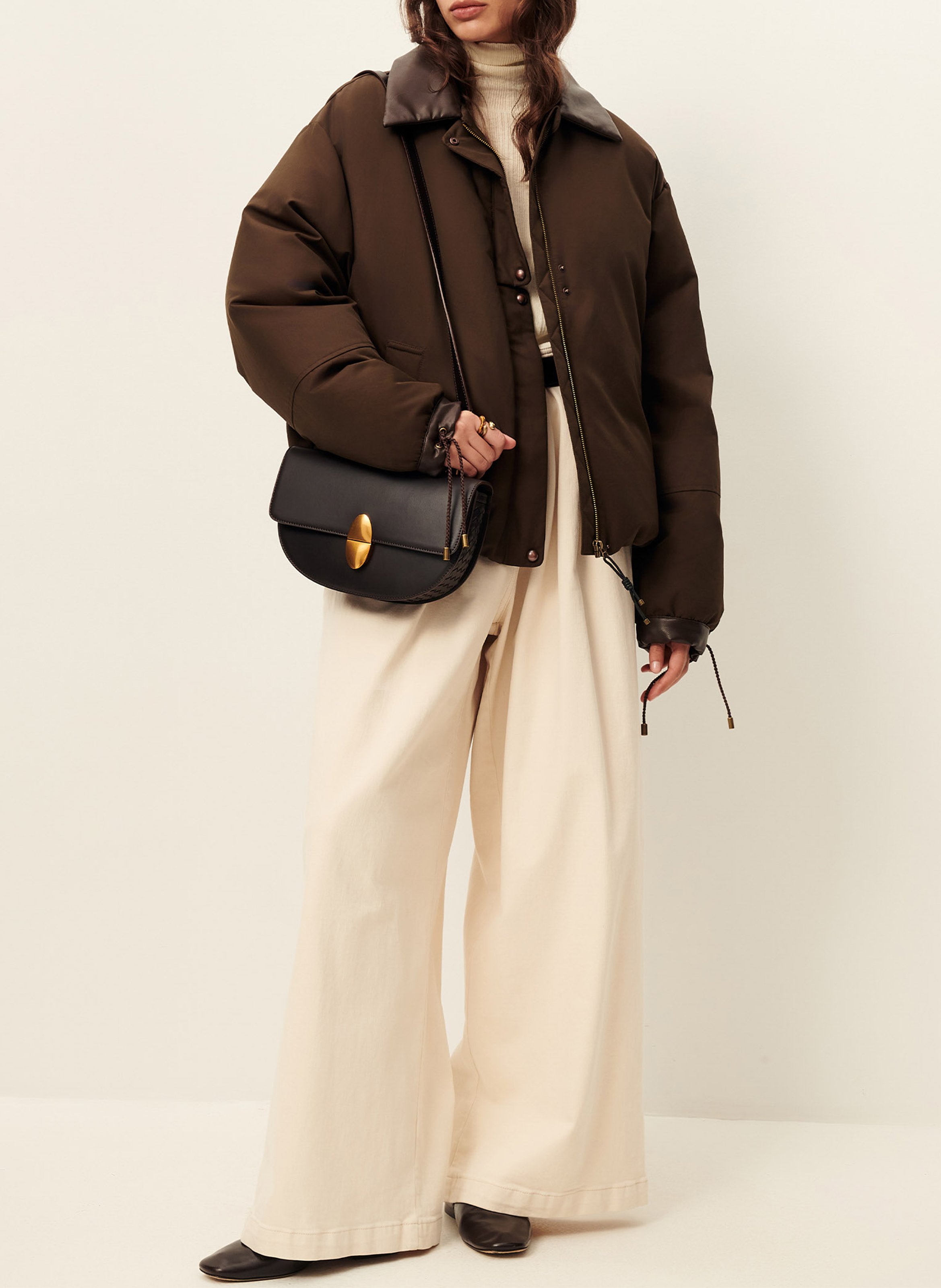 Manteau ample zippé uni SESSUN Kaki