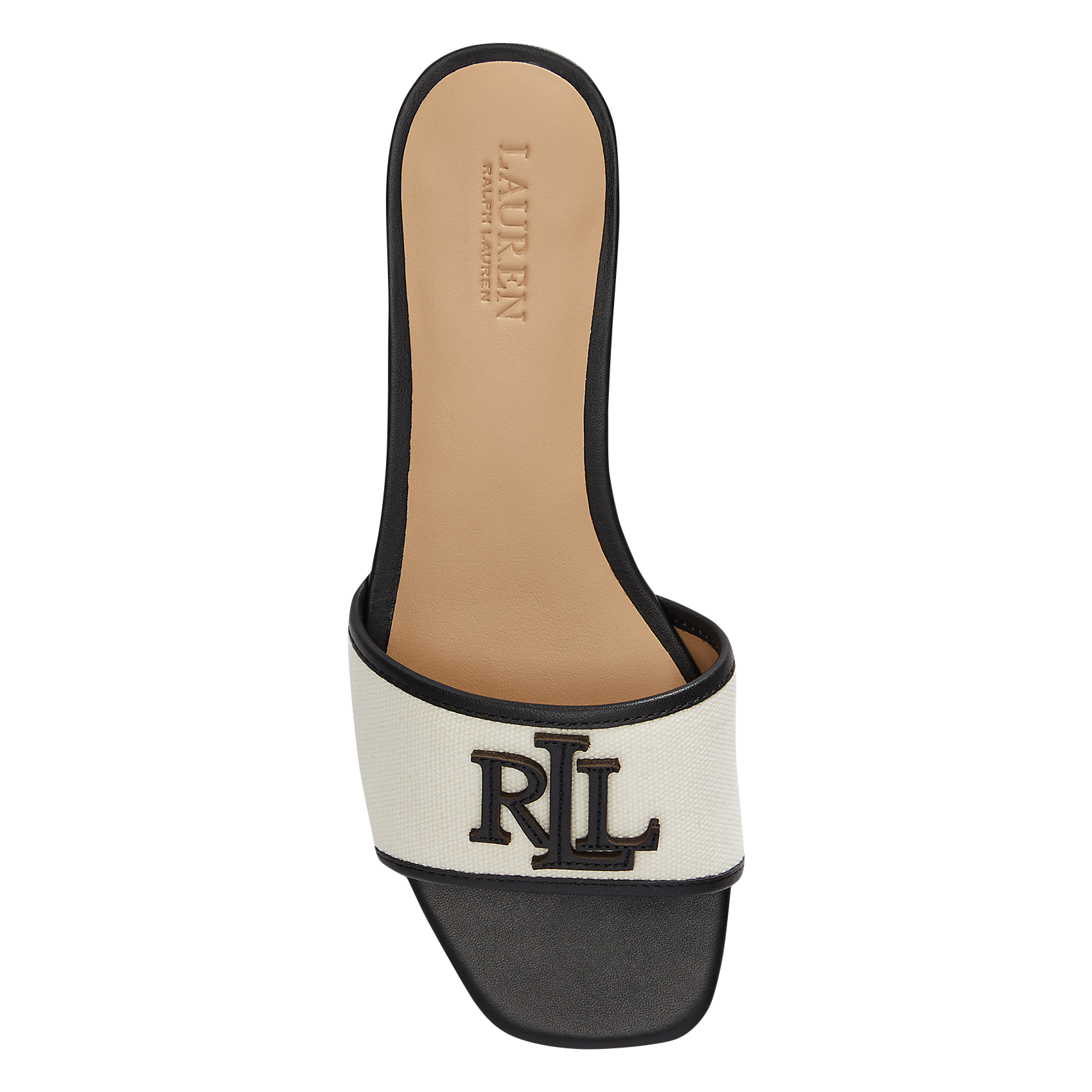 Sandales plates bicolore à logo POLO RALPH LAUREN Noir