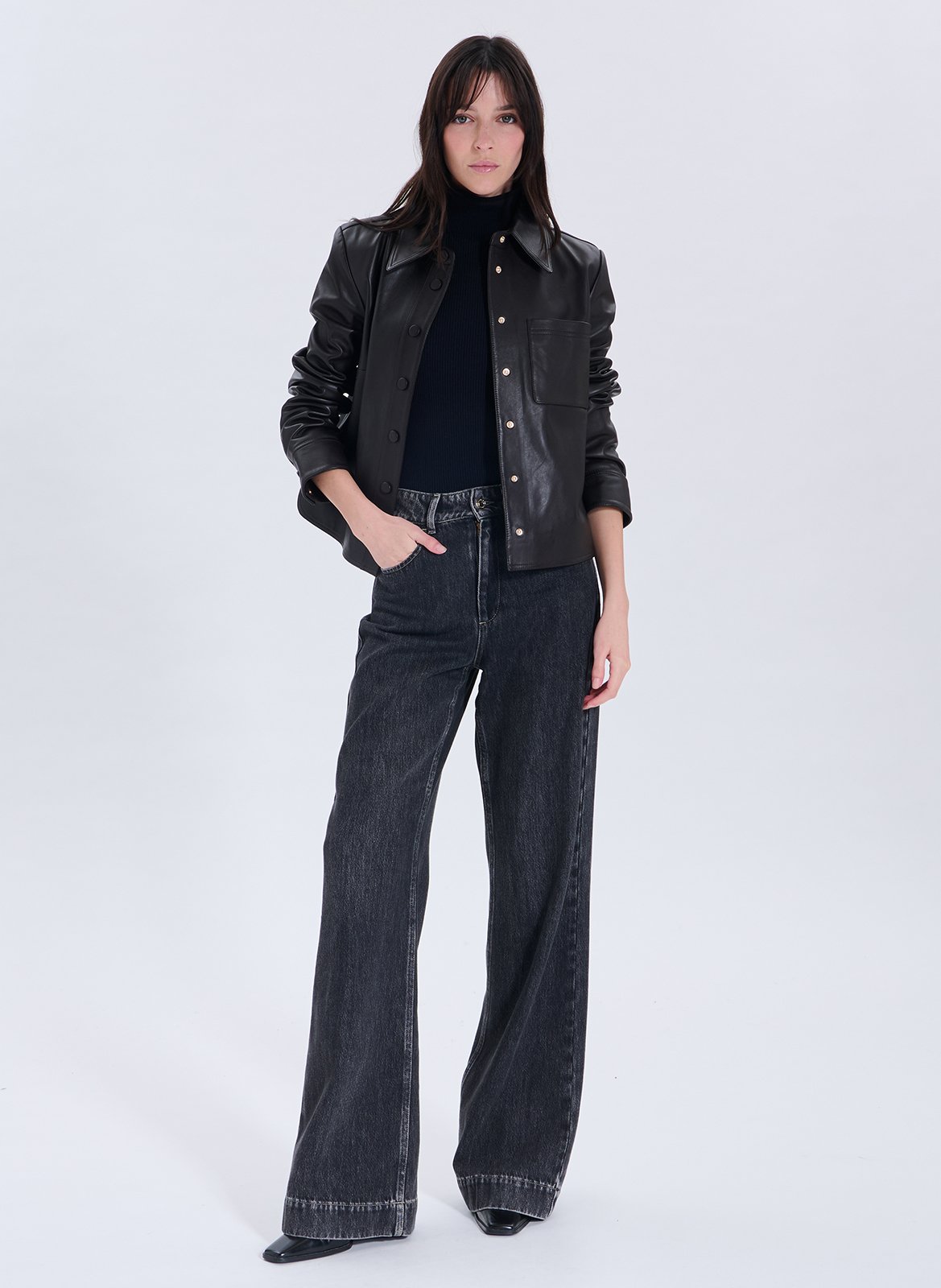 Cotton blend palazzo jeans ZAPA Black
