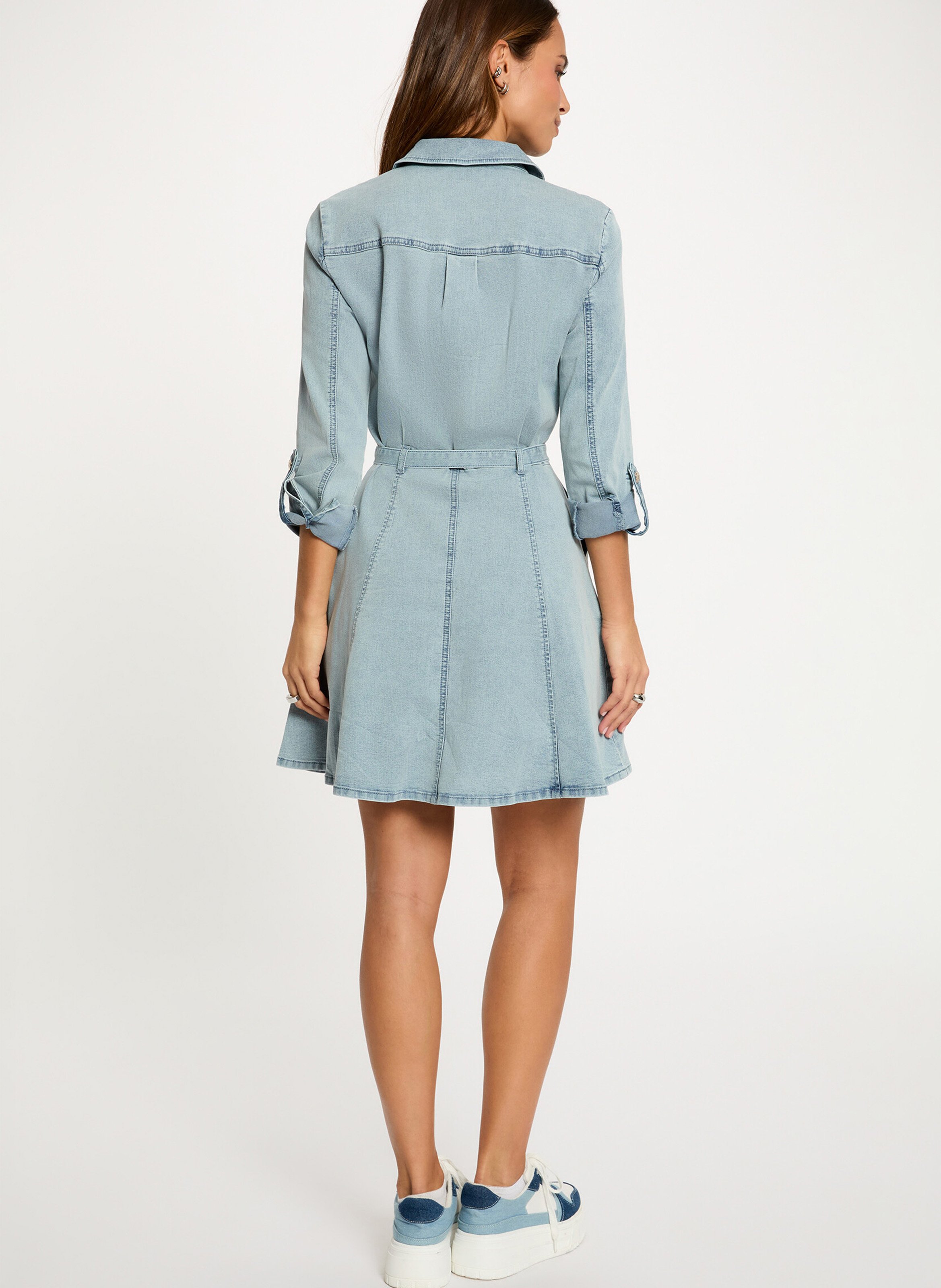Short trapeze denim dress MORGAN Blue