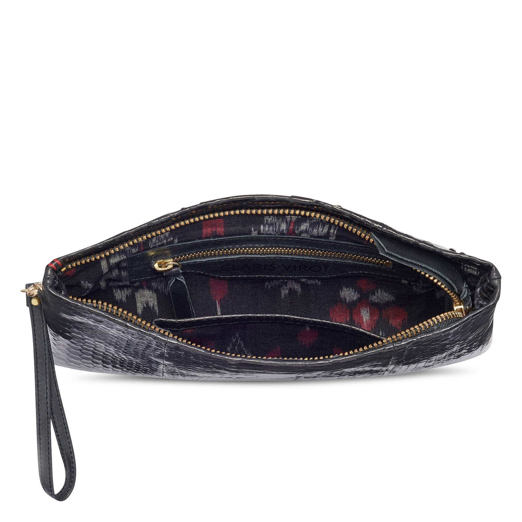 Clutch aus Pythonleder CLARIS VIROT Schwarz