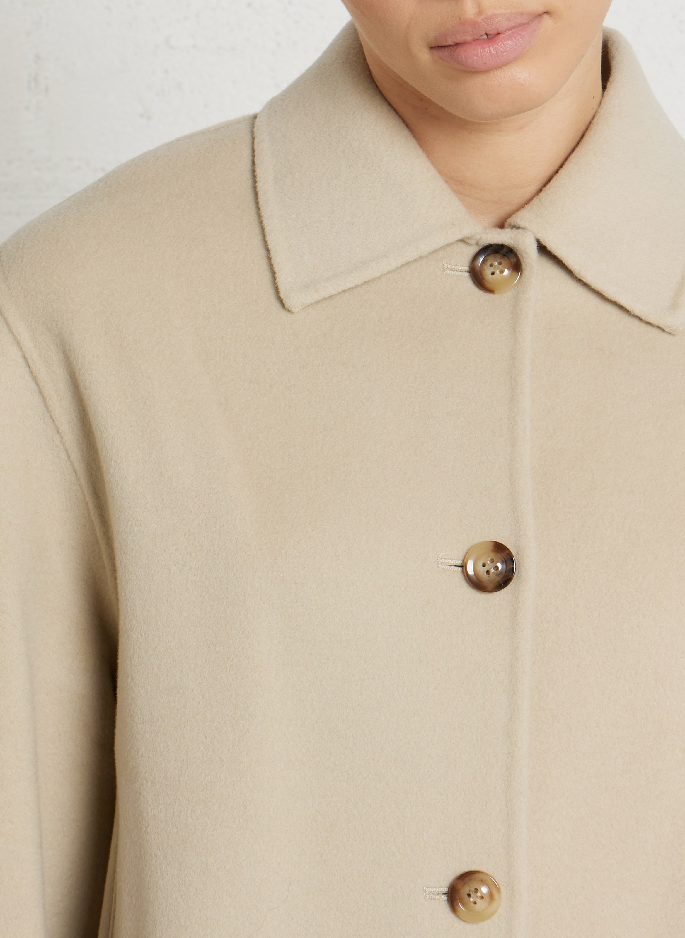 Manteau court en laine double face SOEUR Blanc