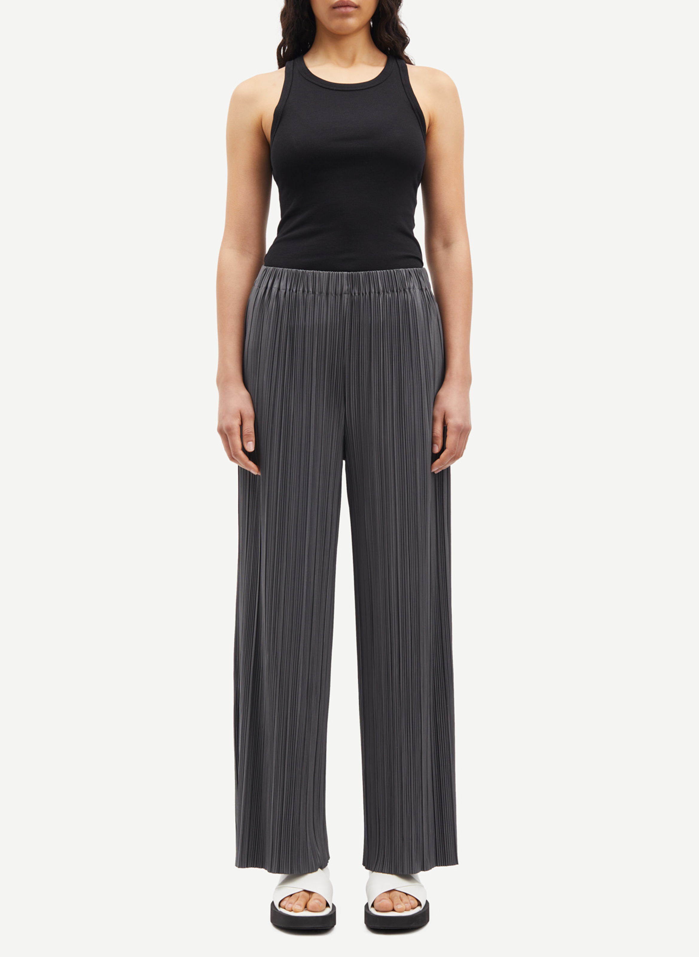 Geripptes Rundhals-Tanktop aus Bio-Baumwolle SAMSOE SAMSOE Schwarz