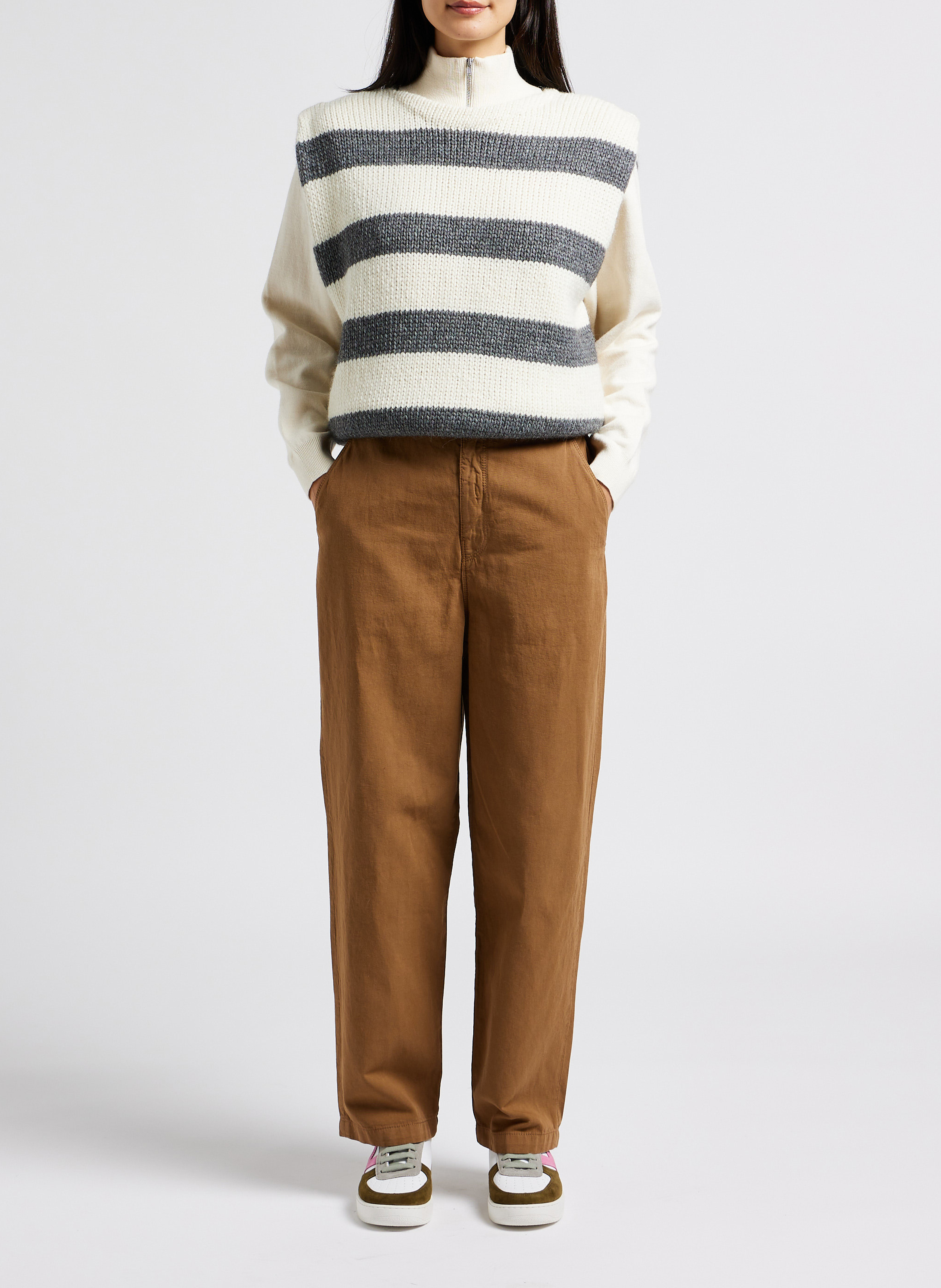 Striped round-neck wool-blend sweater BELLEROSE Blue