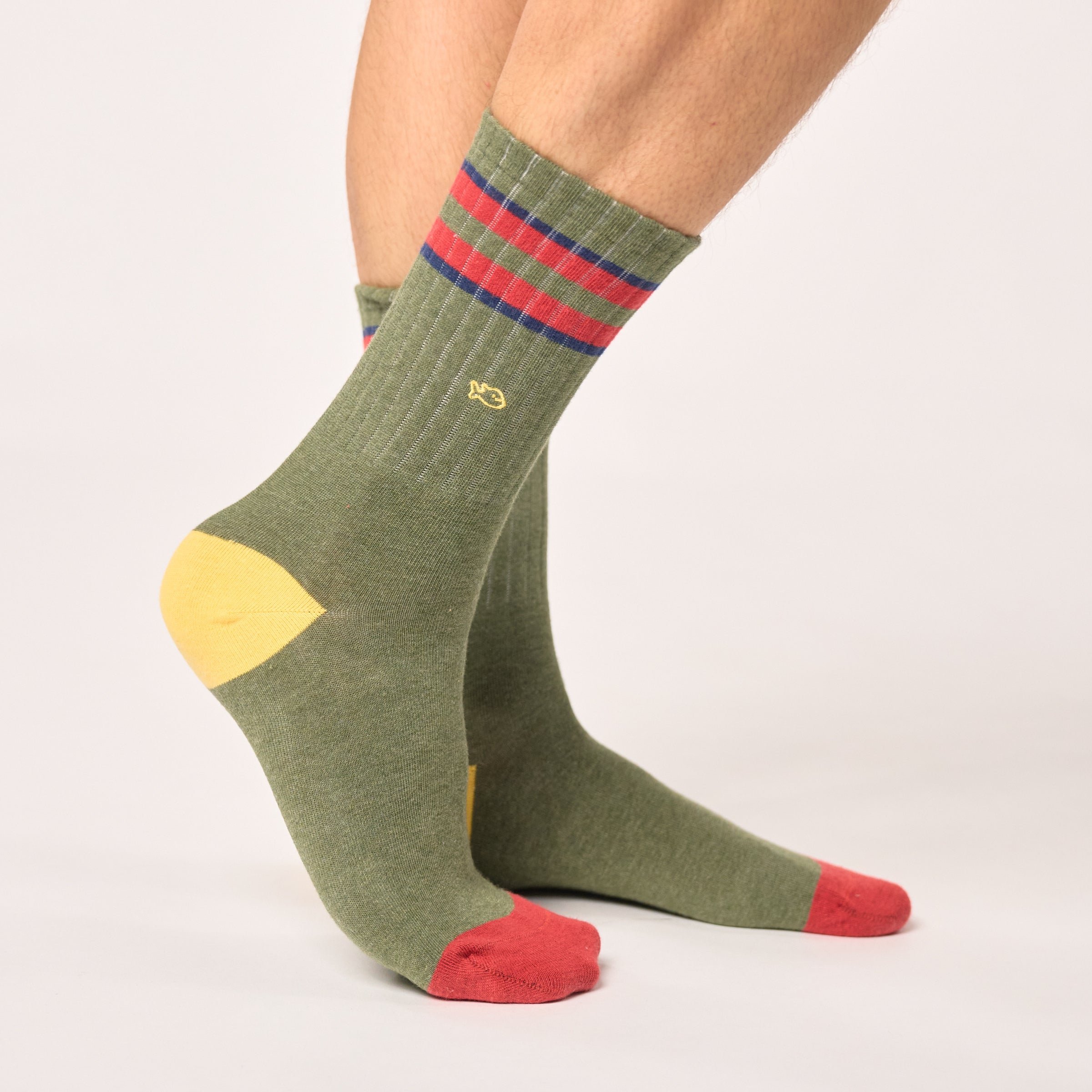 Combed cotton retro socks Khaki