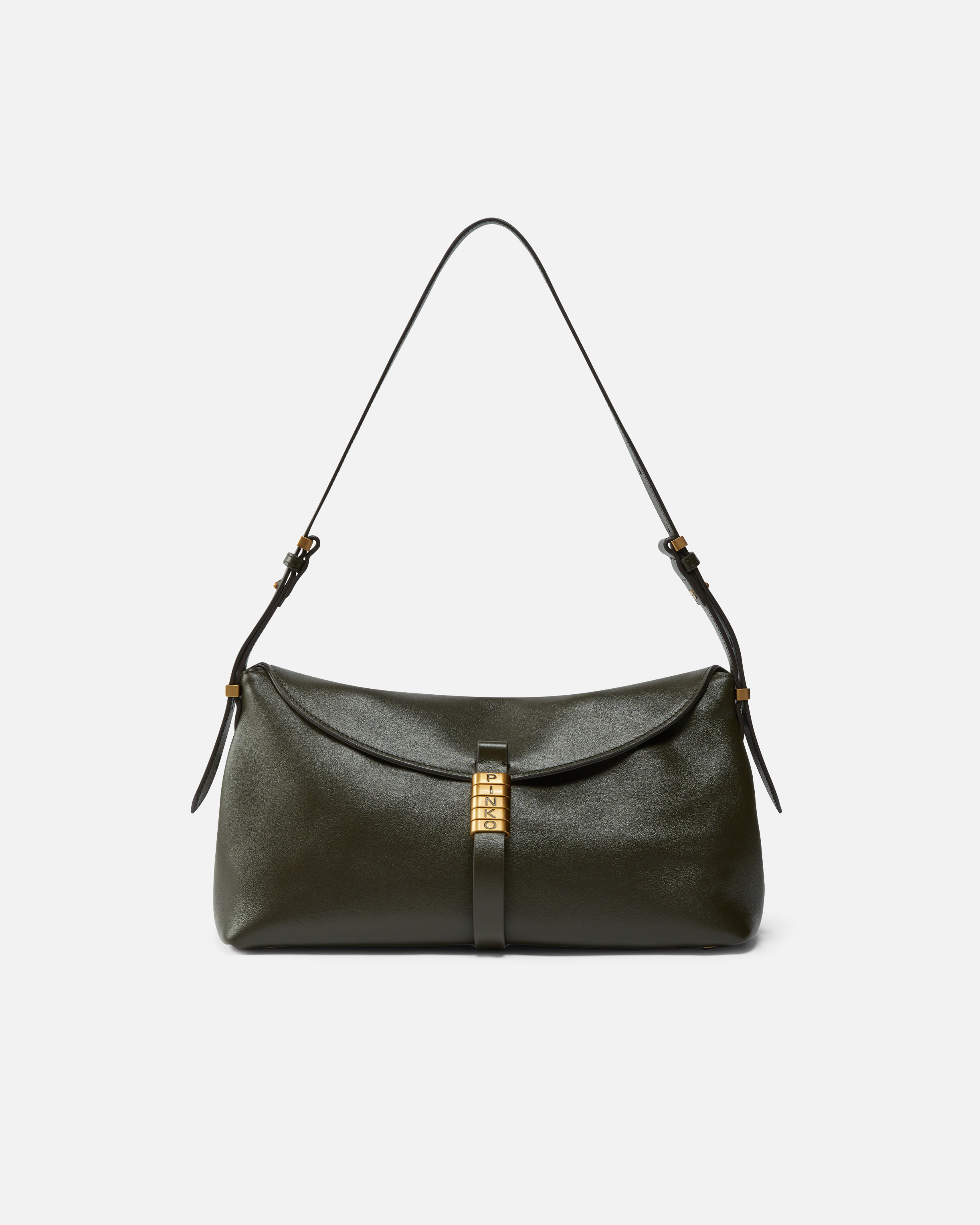 Medium-sized leather saddle bag shoulder bag PINKO Green