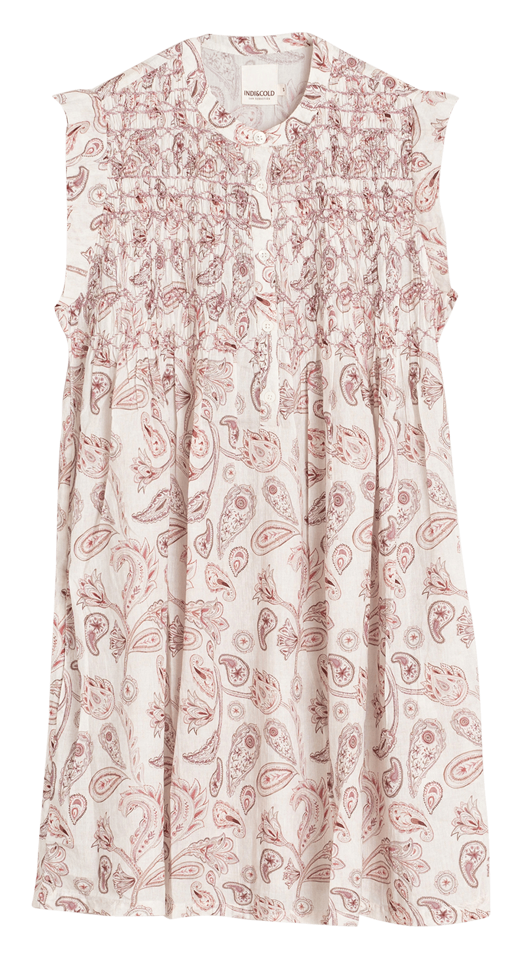 Kurzes ärmelloses bedrucktes weites Kleid INDI & COLD Rosa