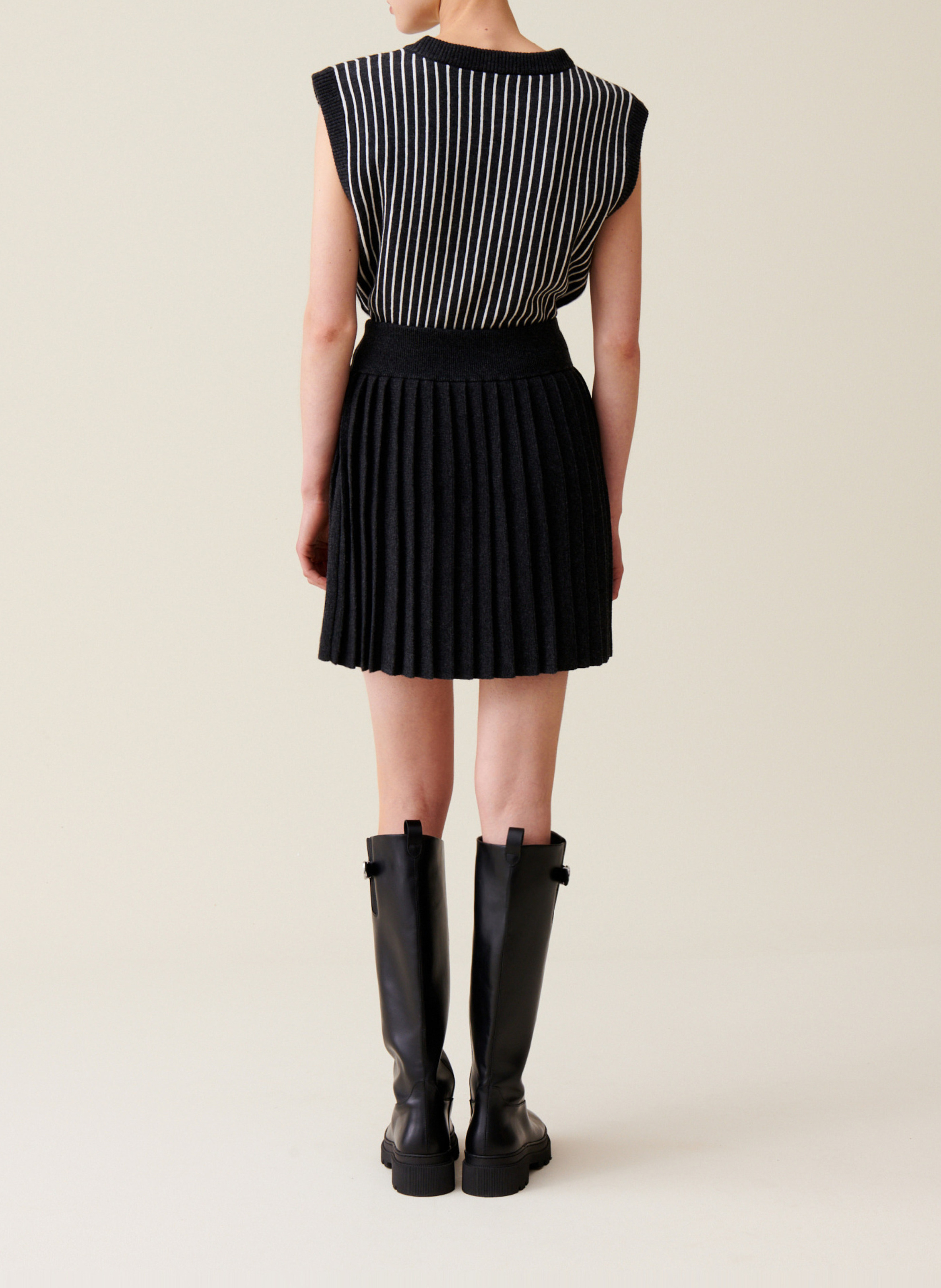 Kurzer Strickfaltenrock CLAUDIE PIERLOT Grau