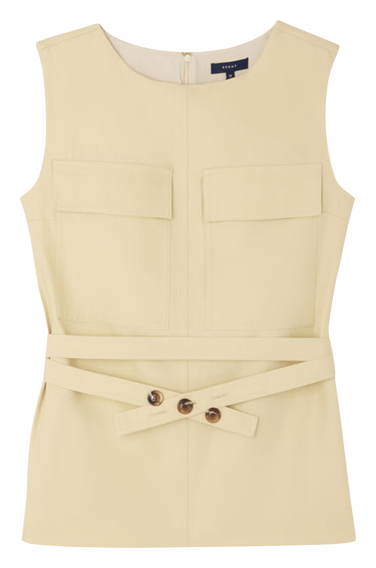 Top droit col rond en coton bio et lin SOEUR Beige