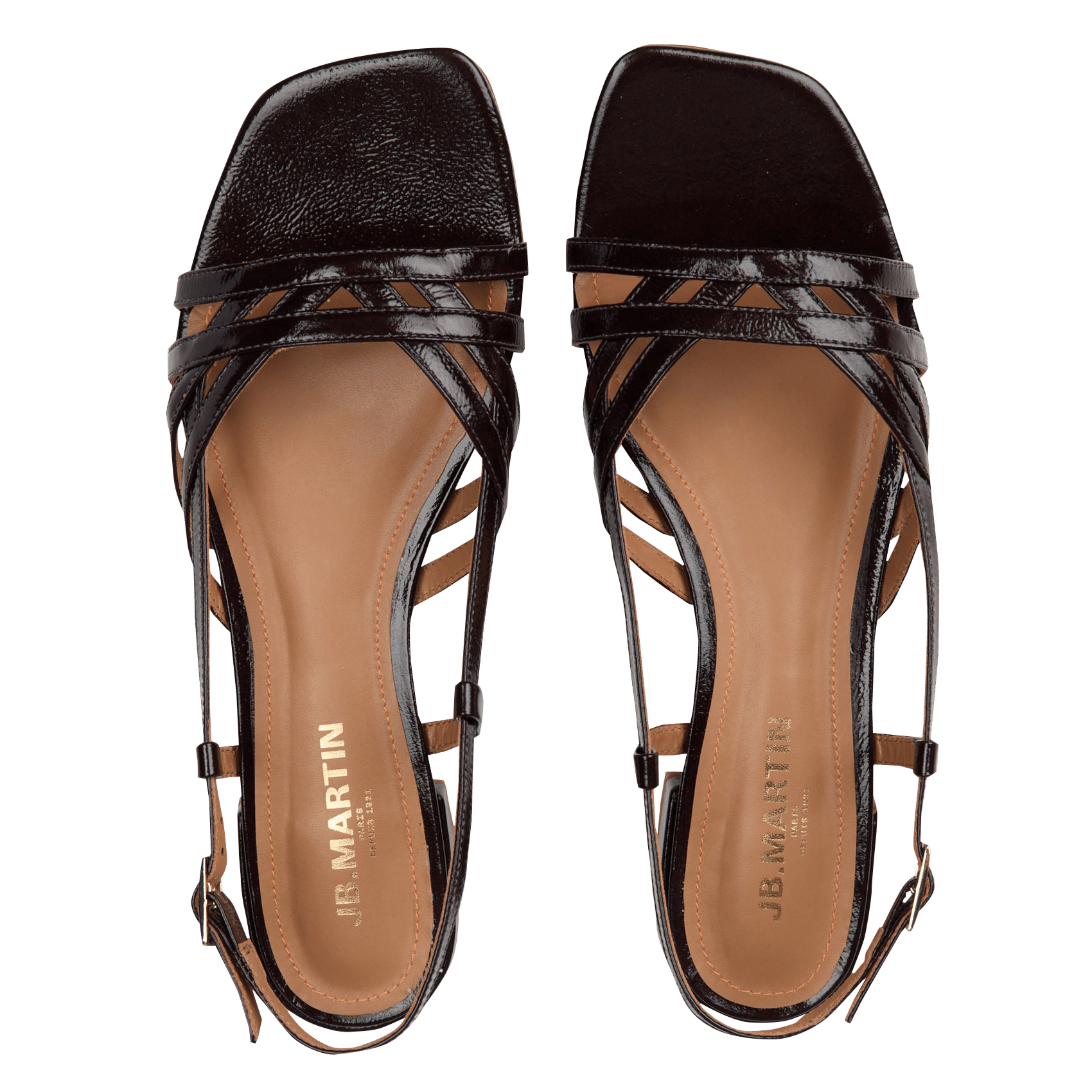 Flache Lackledersandalen JB MARTIN Braun