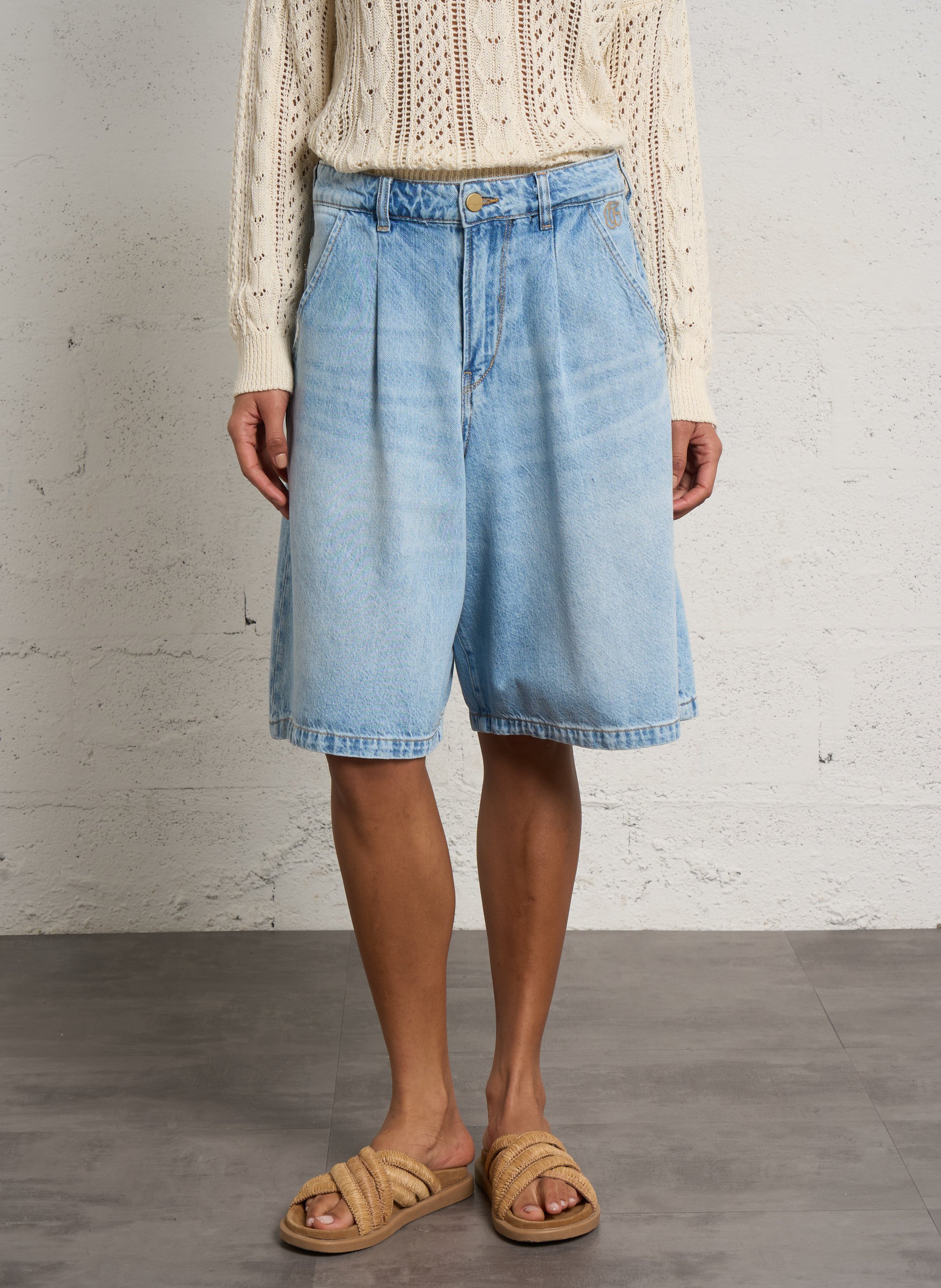 Culotte-Rock aus gemischter Baumwolle LE TEMPS DES CERISES Blau