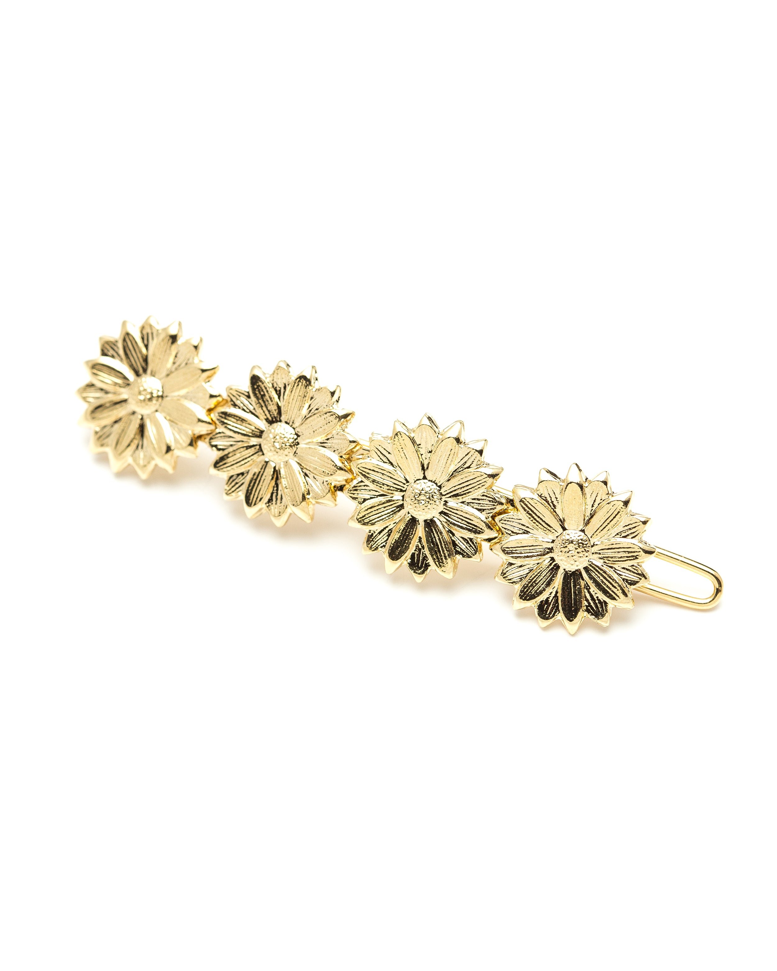 Mini gold flower hair clip in gold-plated brass GoldenMONSIEUR SIMONE