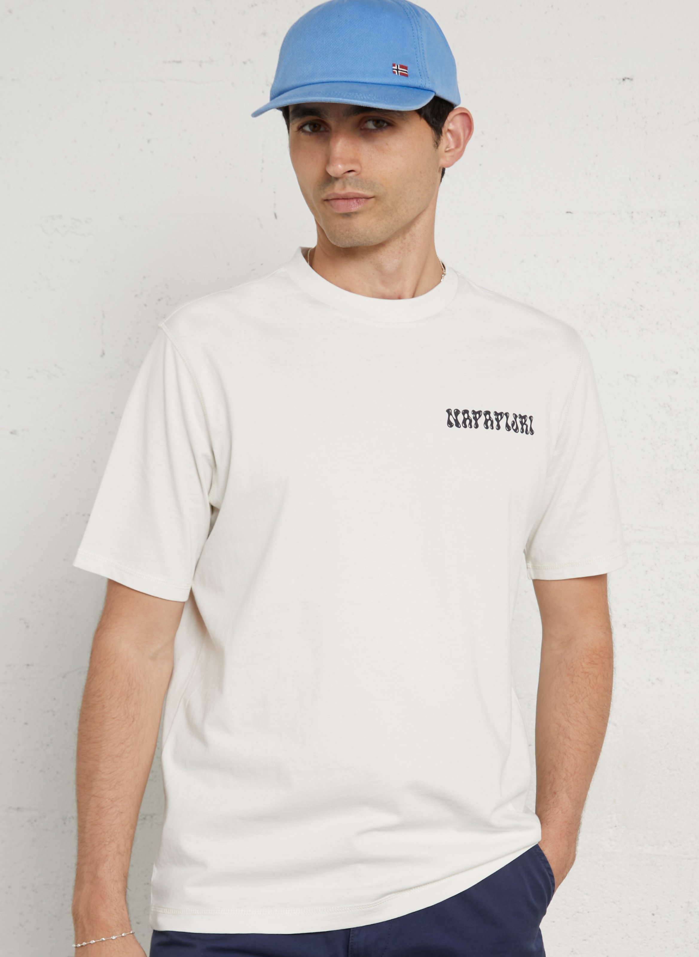 Gerade geschnittenes Baumwoll-T-Shirt mit Siebdruck NAPAPIJRI