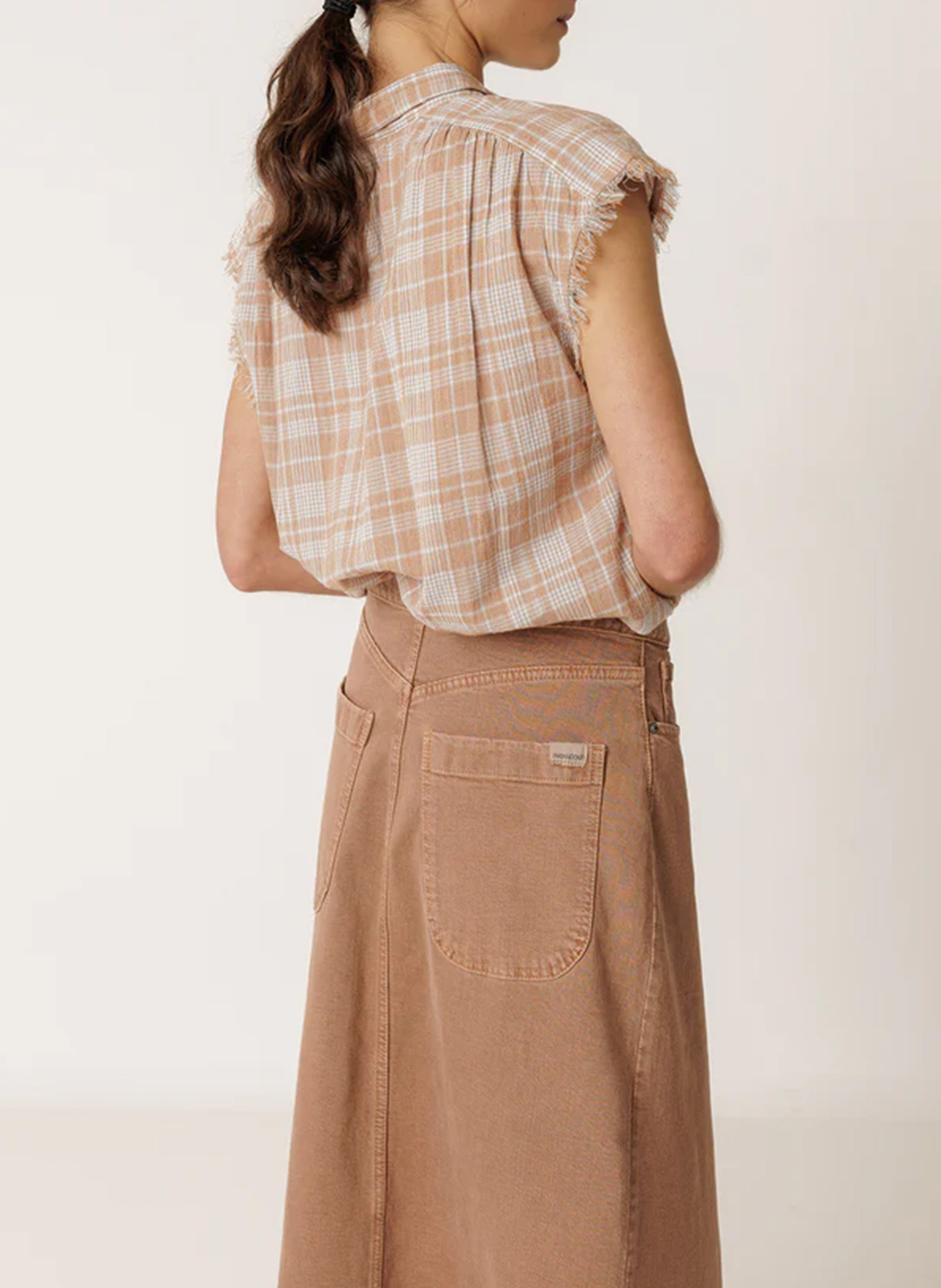 Sleeveless checkered shirt INDI & COLD Orange