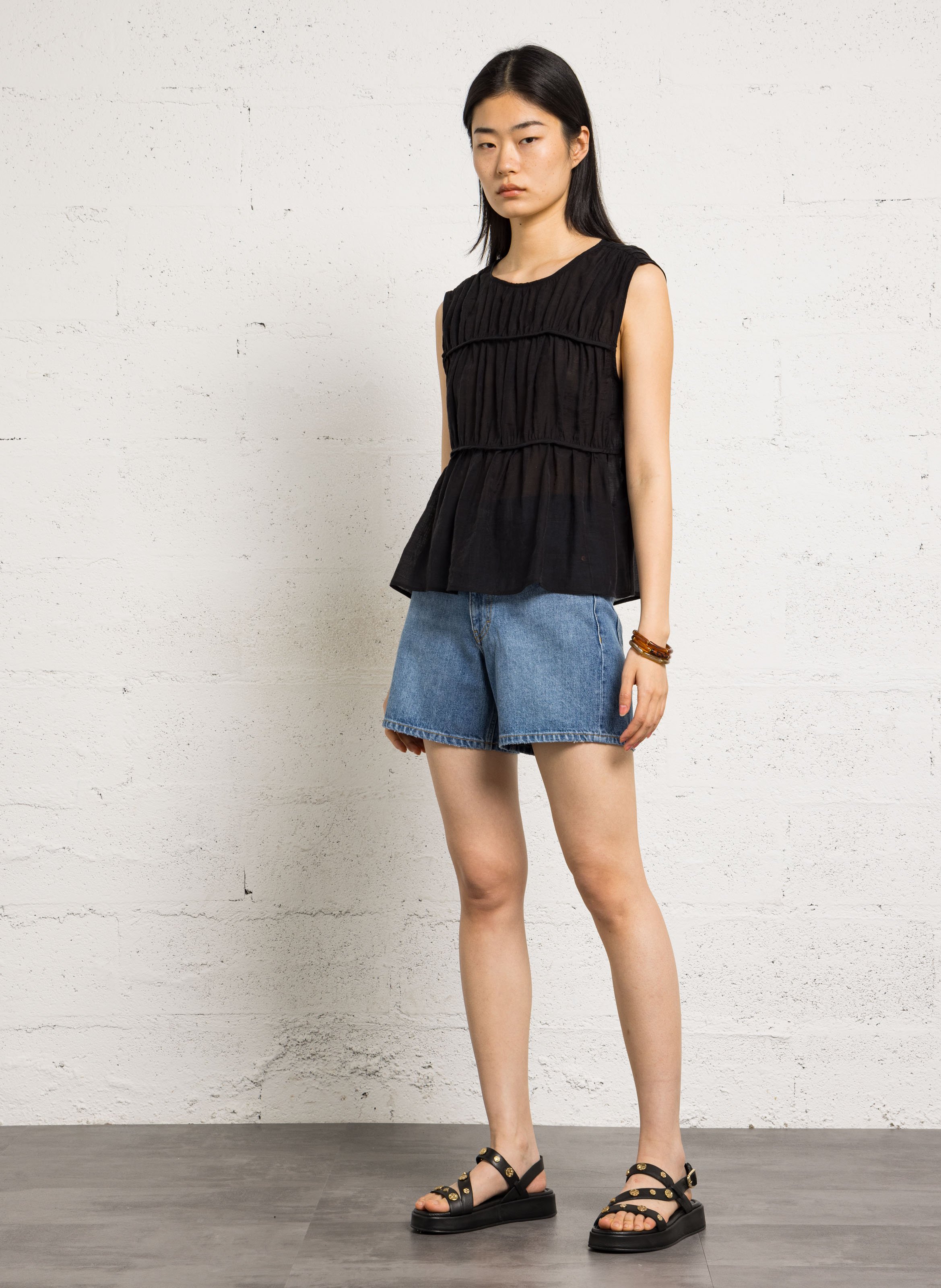 Leren sandalen met plateauzolen BOCAGE Zwart