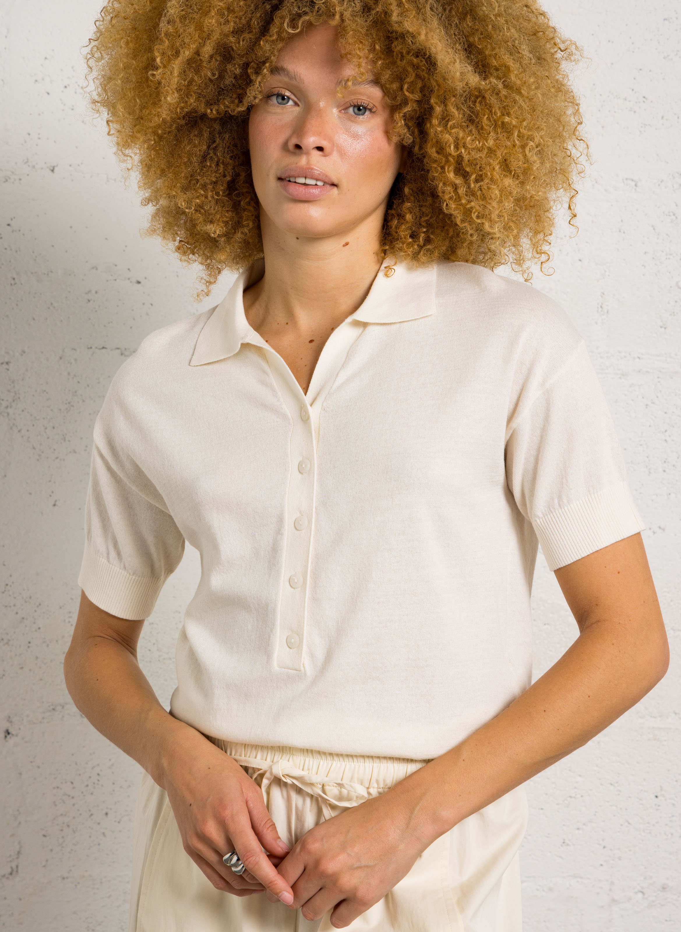 Pull droit en coton JC SOPHIE Blanc