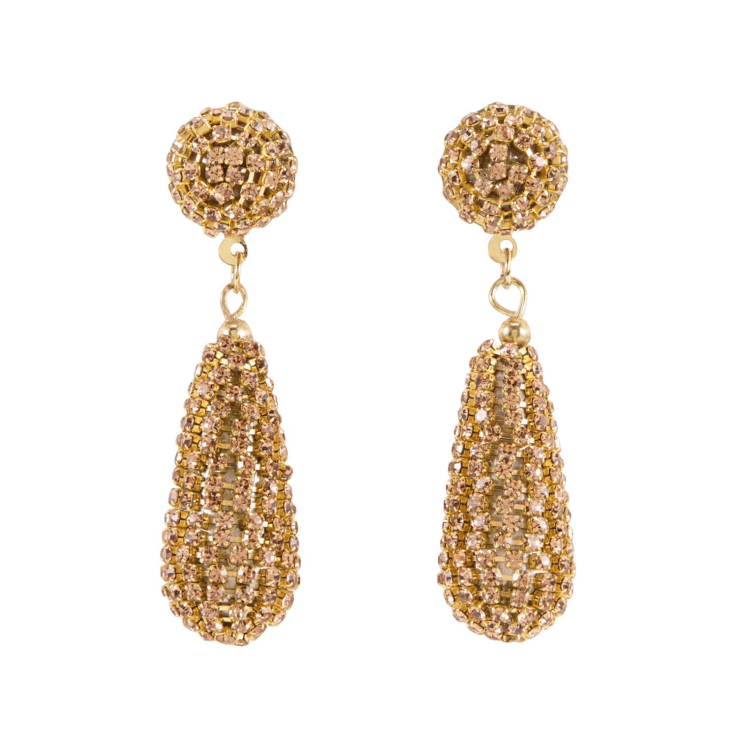 Boucles d'oreilles pendantes à strass AU PRINTEMPS PARIS Doré