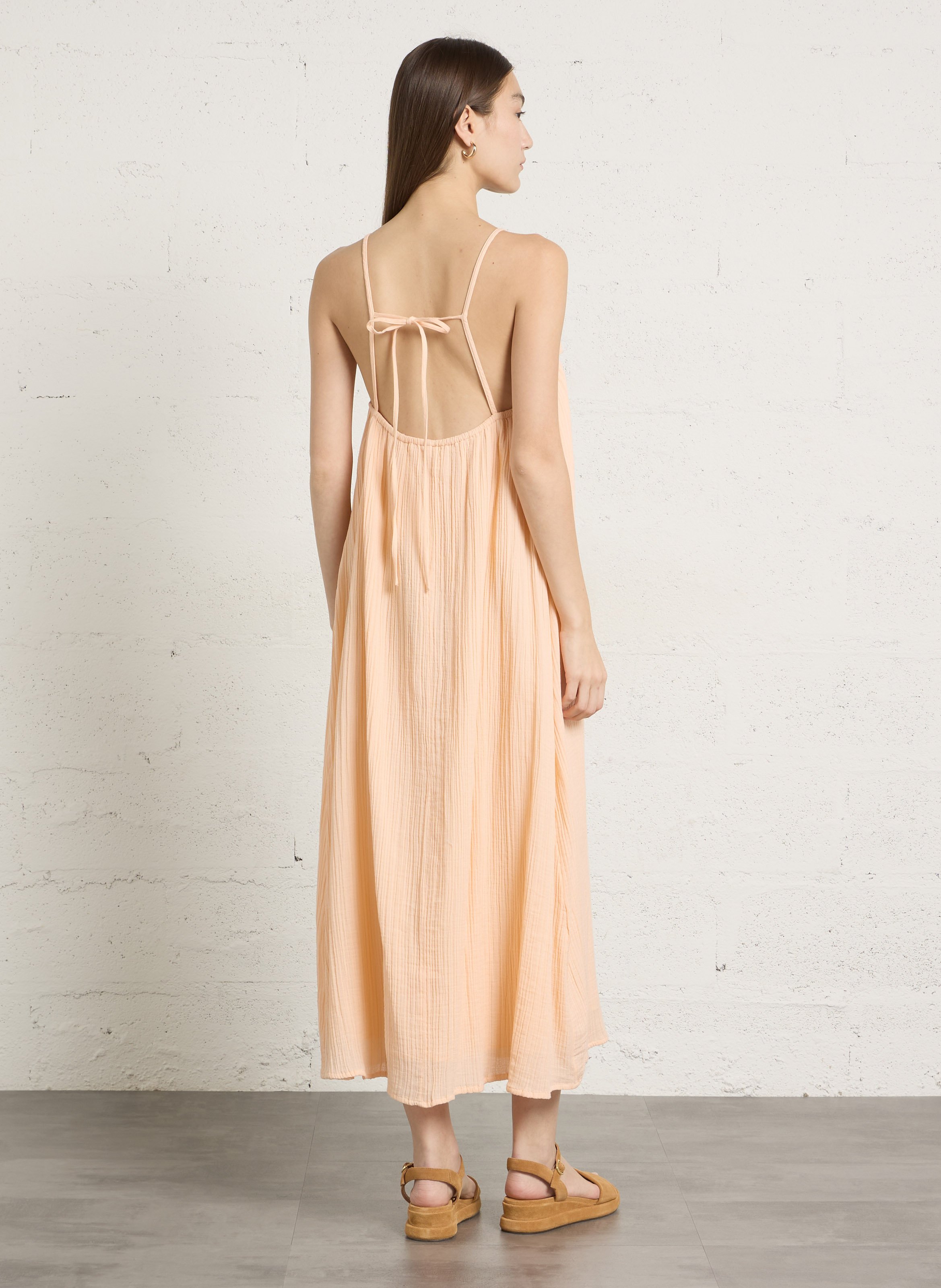 Robe midi en coton DES PETITS HAUTS Orange