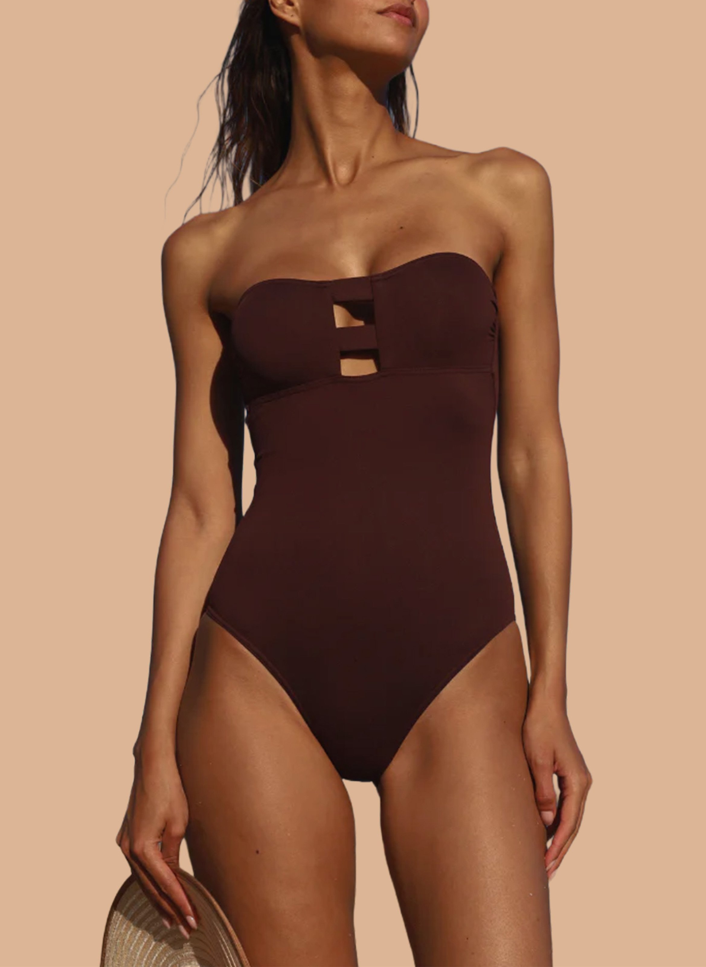 Bustier one-piece swimsuit ANJA PARIS Brown