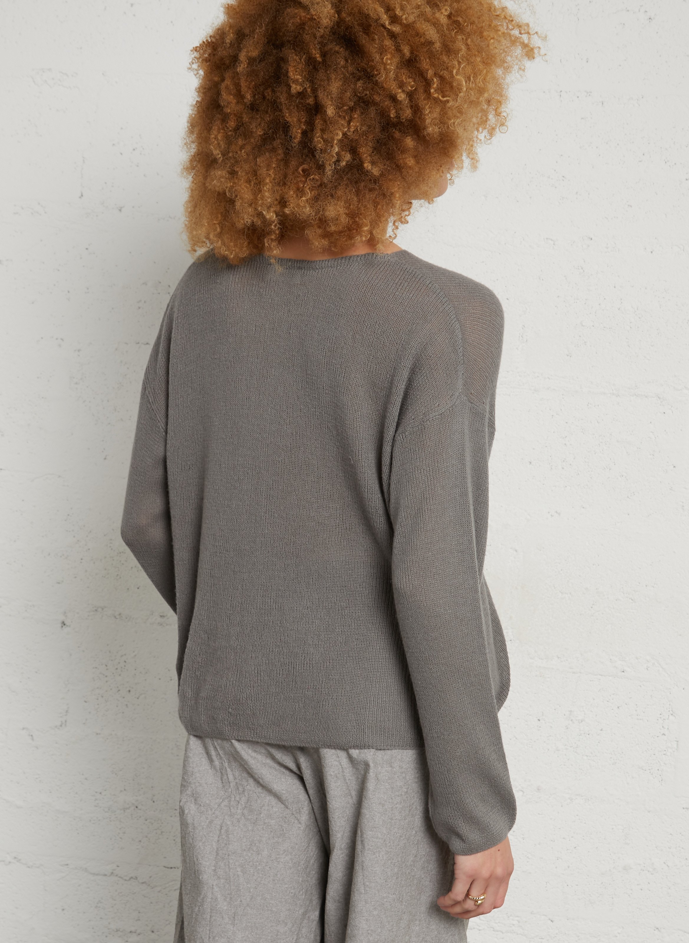 Pull oversize en coton et alpaga AMERICAN VINTAGE Gris