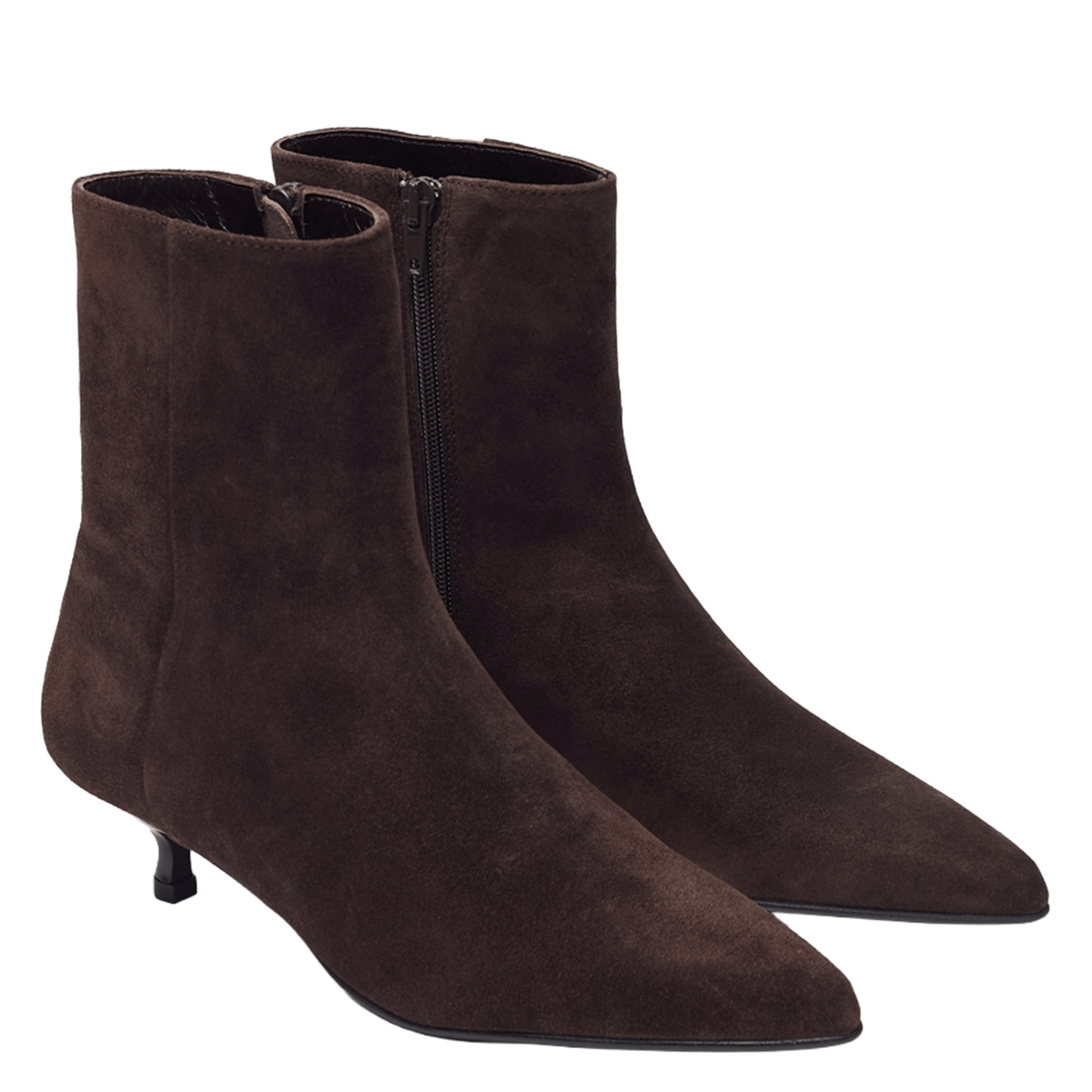 Heeled suede mid-calf boots AUGUSTA Brown