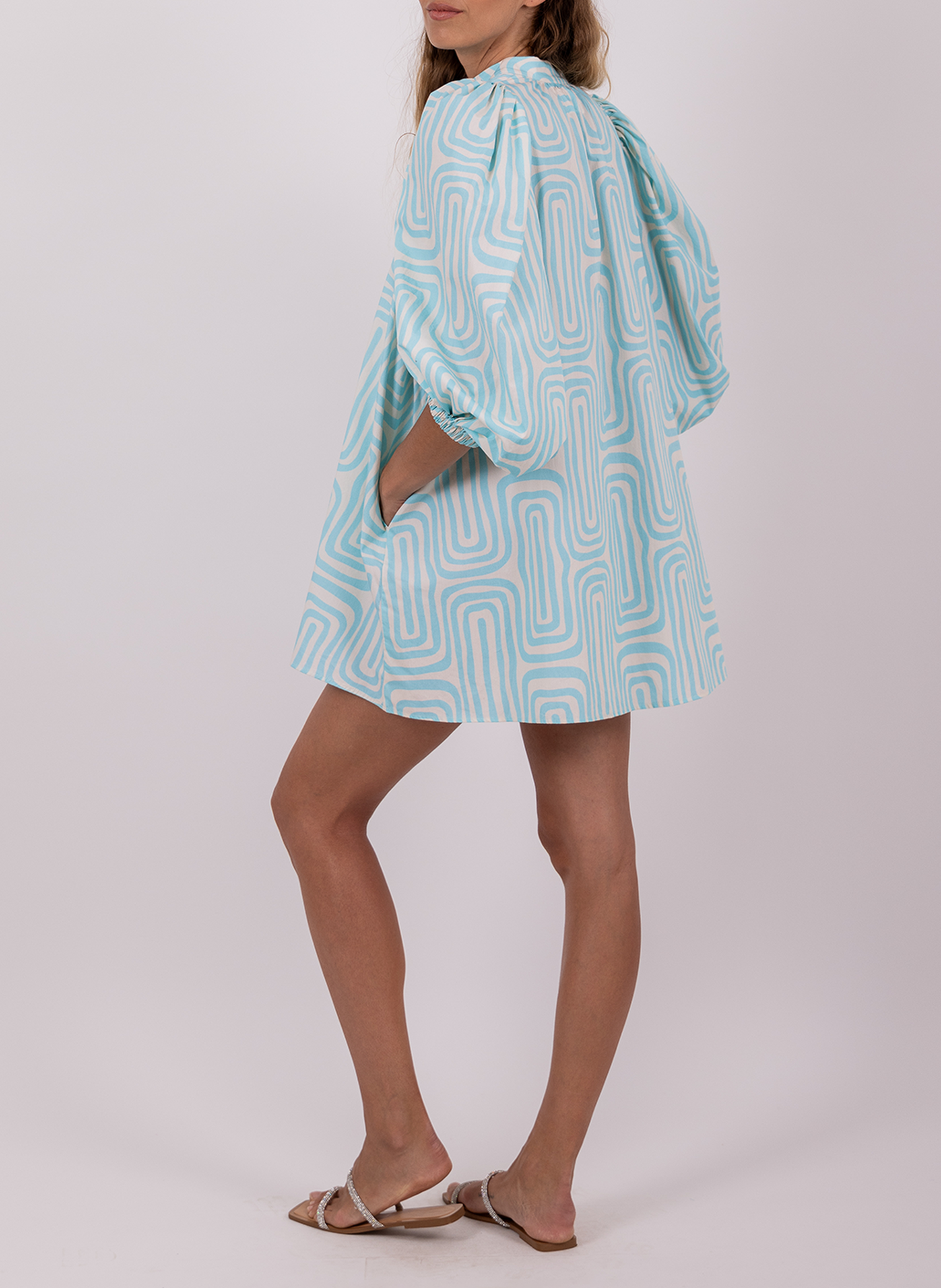 Short loose-fitting cotton dress SUNDRESS Blue