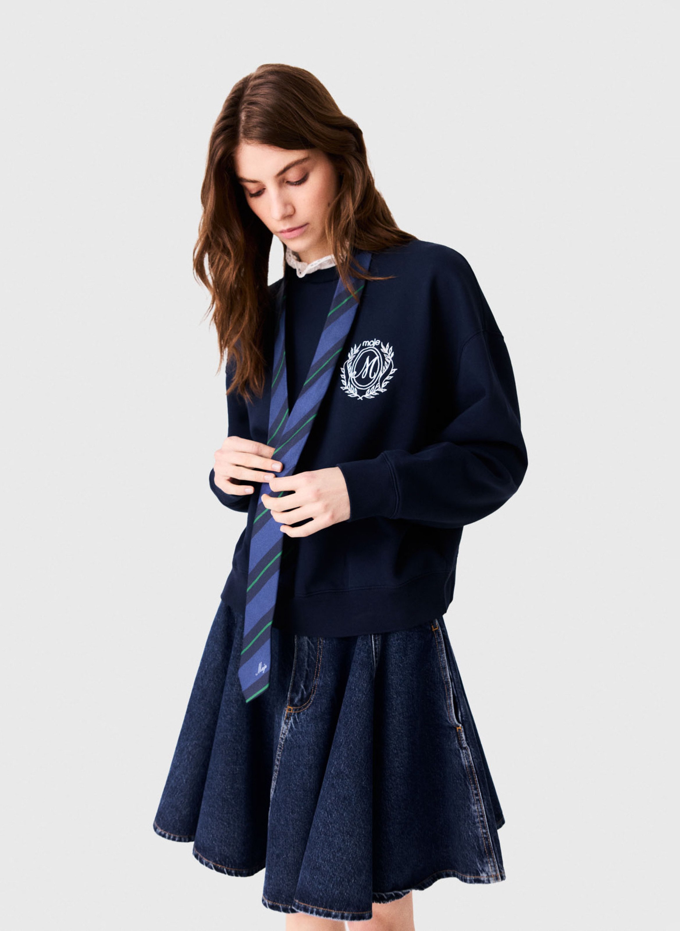 Rechte sweatshirt met juweeldetail in katoen MAJE Blauw