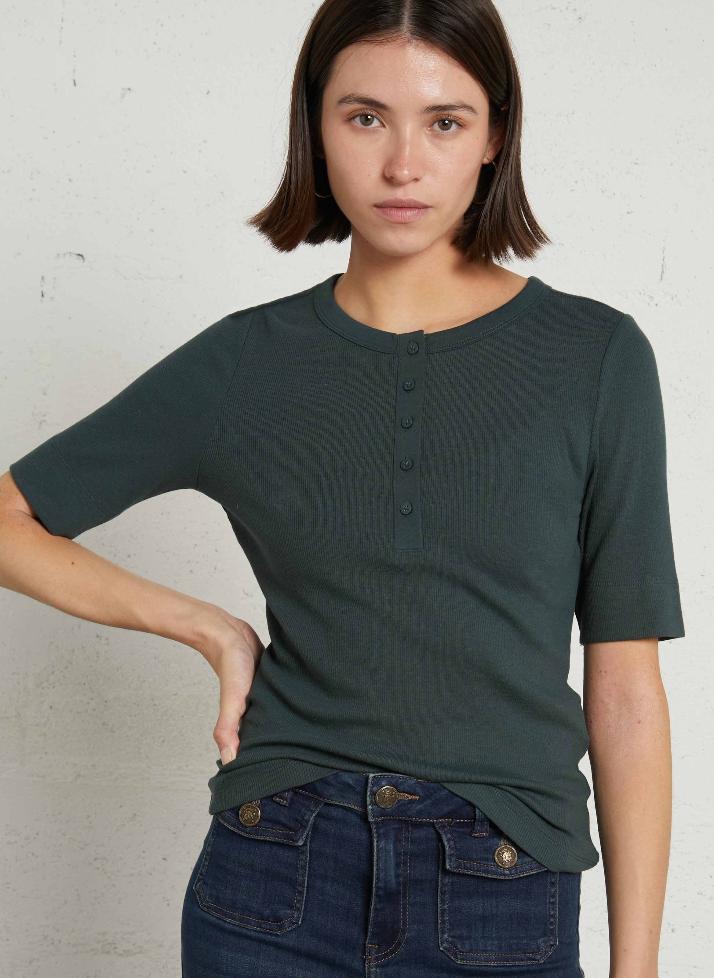 Straight-cut round-neck T-shirt MAISON 123 Blue