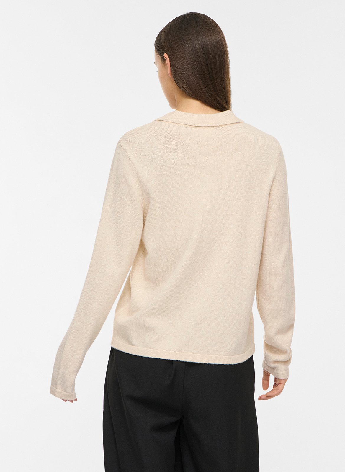 Pull droit col polo VILA Beige