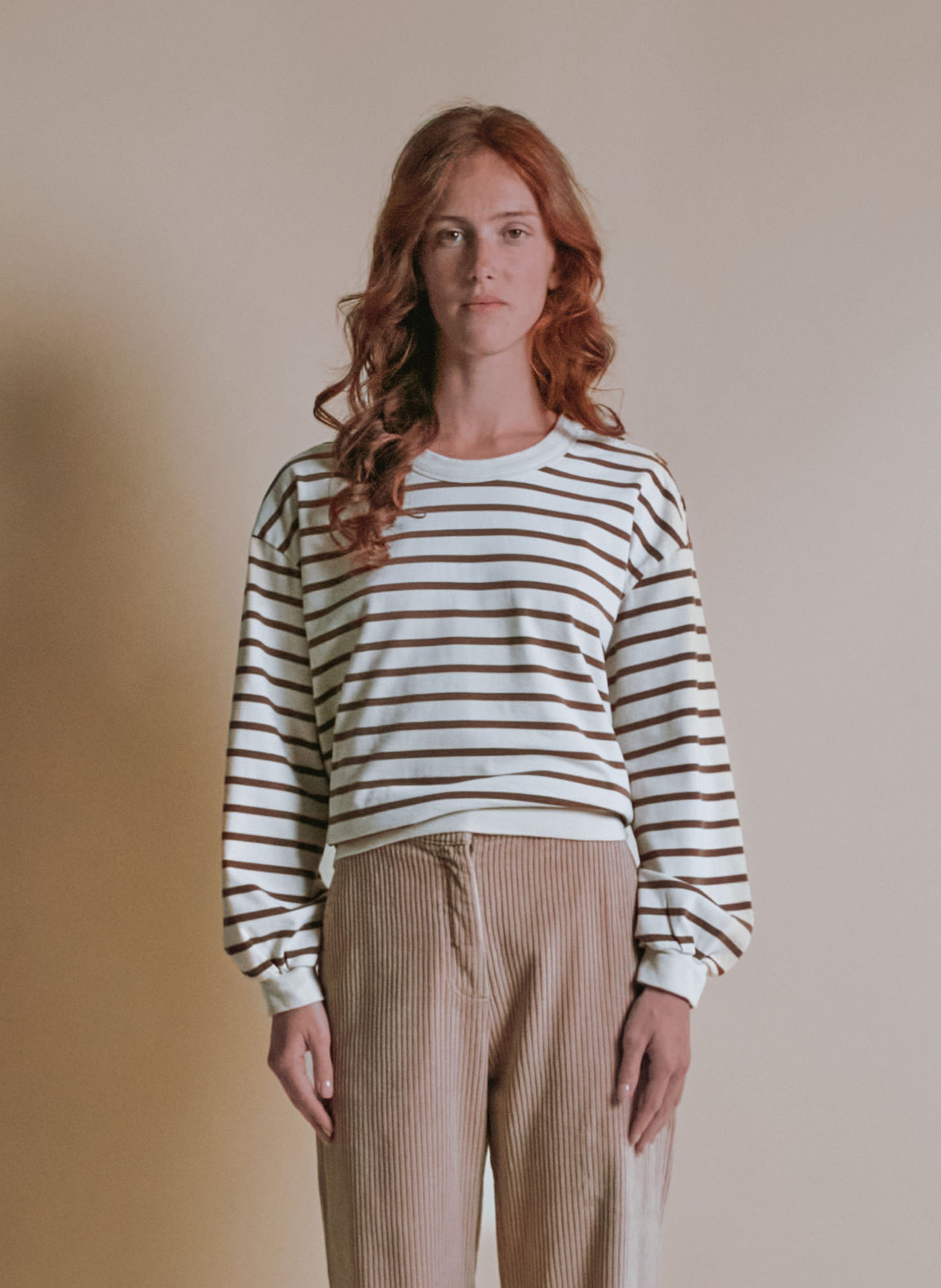 Sweat oversize col rond en coton bio rayé EMILE ET IDA Multicolore