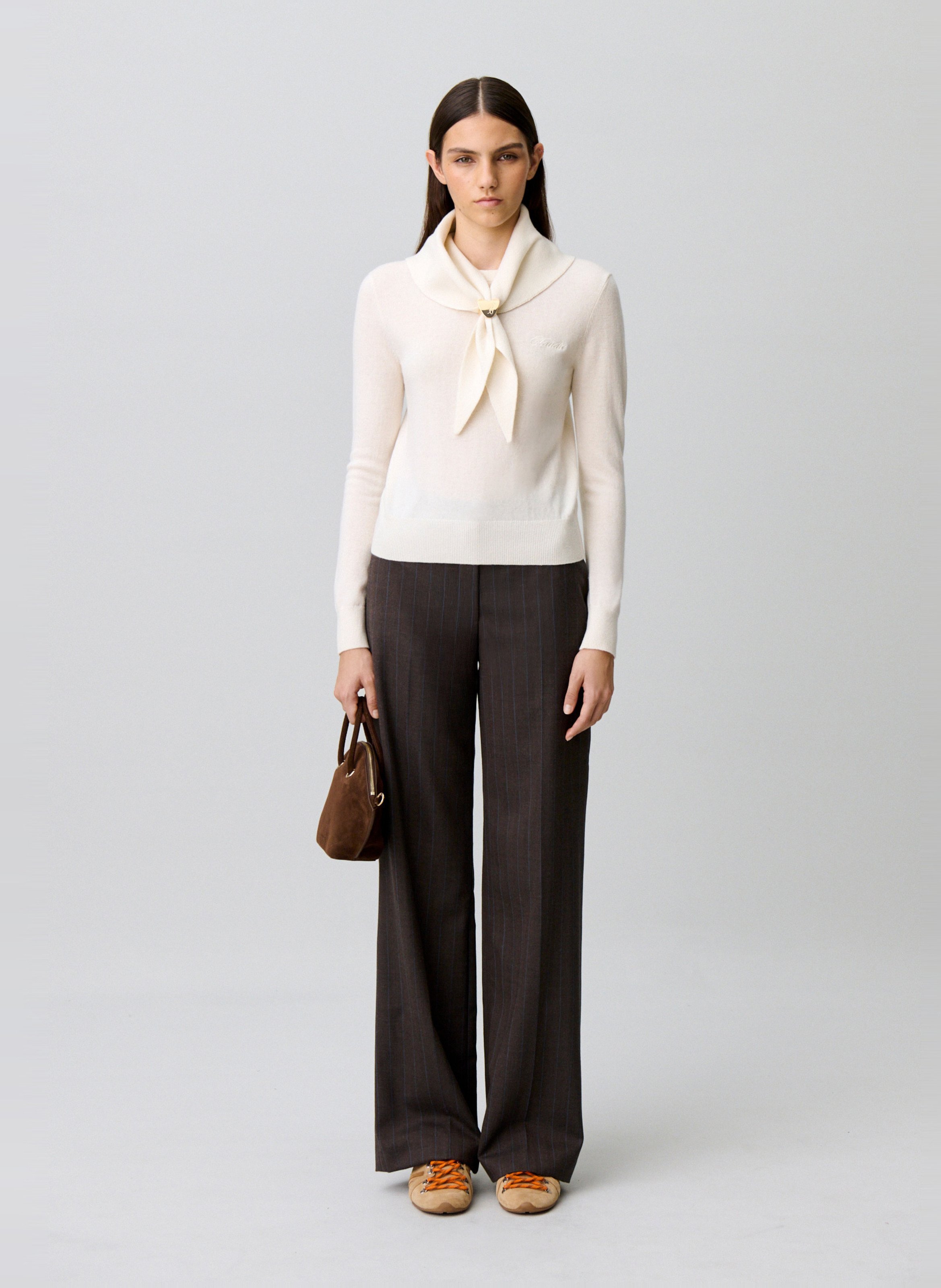 Pull droit en laine et cachemire CLAUDIE PIERLOT Beige