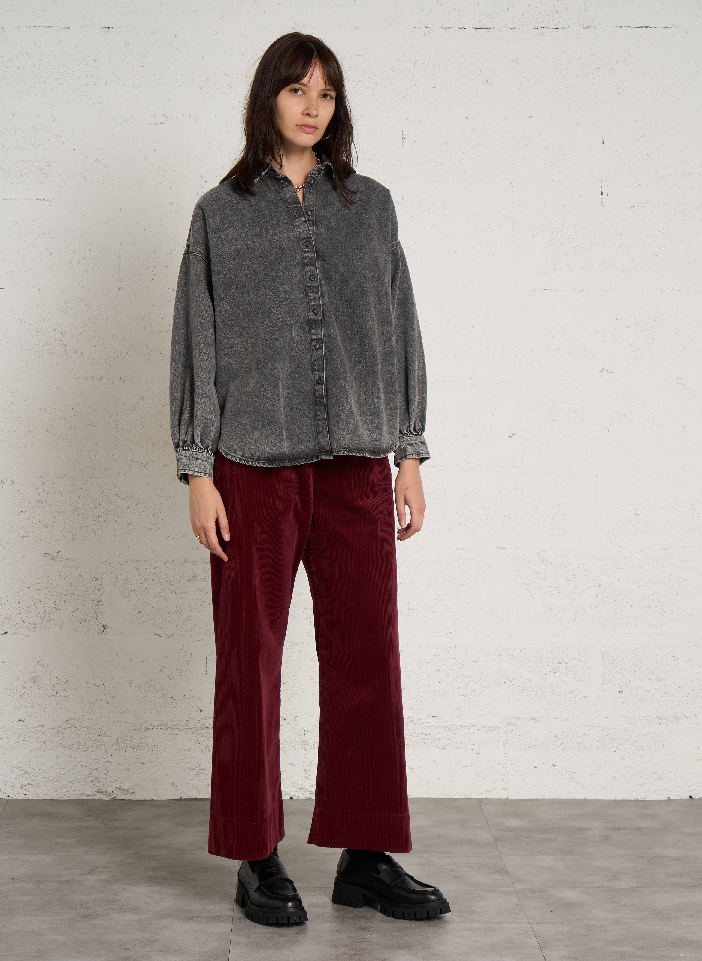 Wijde ribbroek HOD PARIS Rood