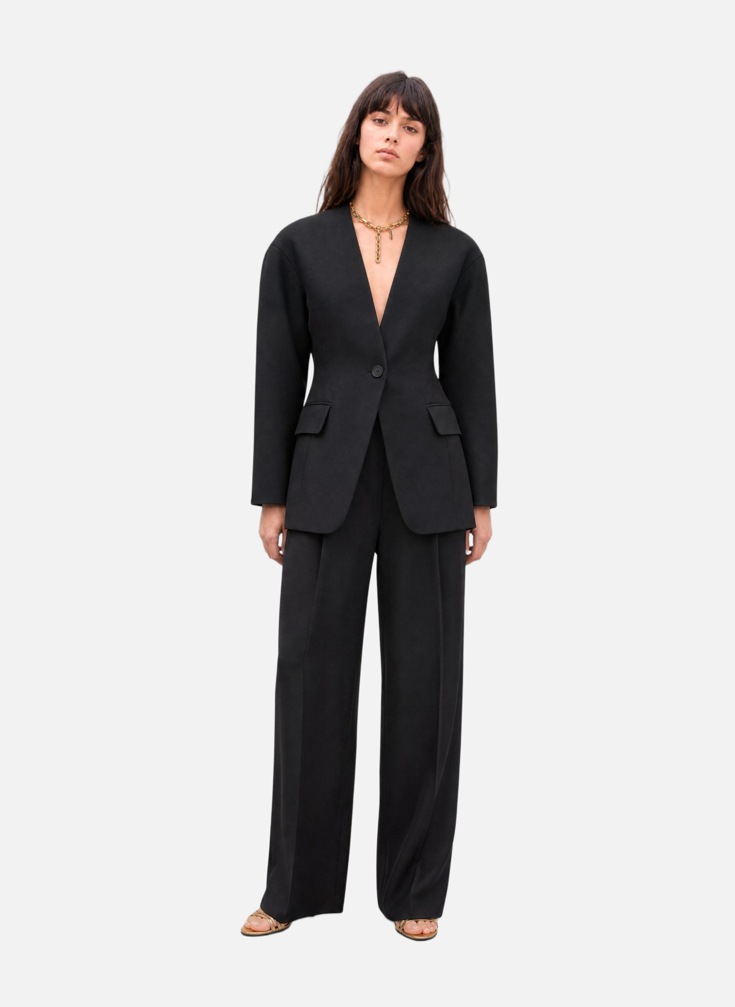 Wool collarless jacket THE KOOPLES Black