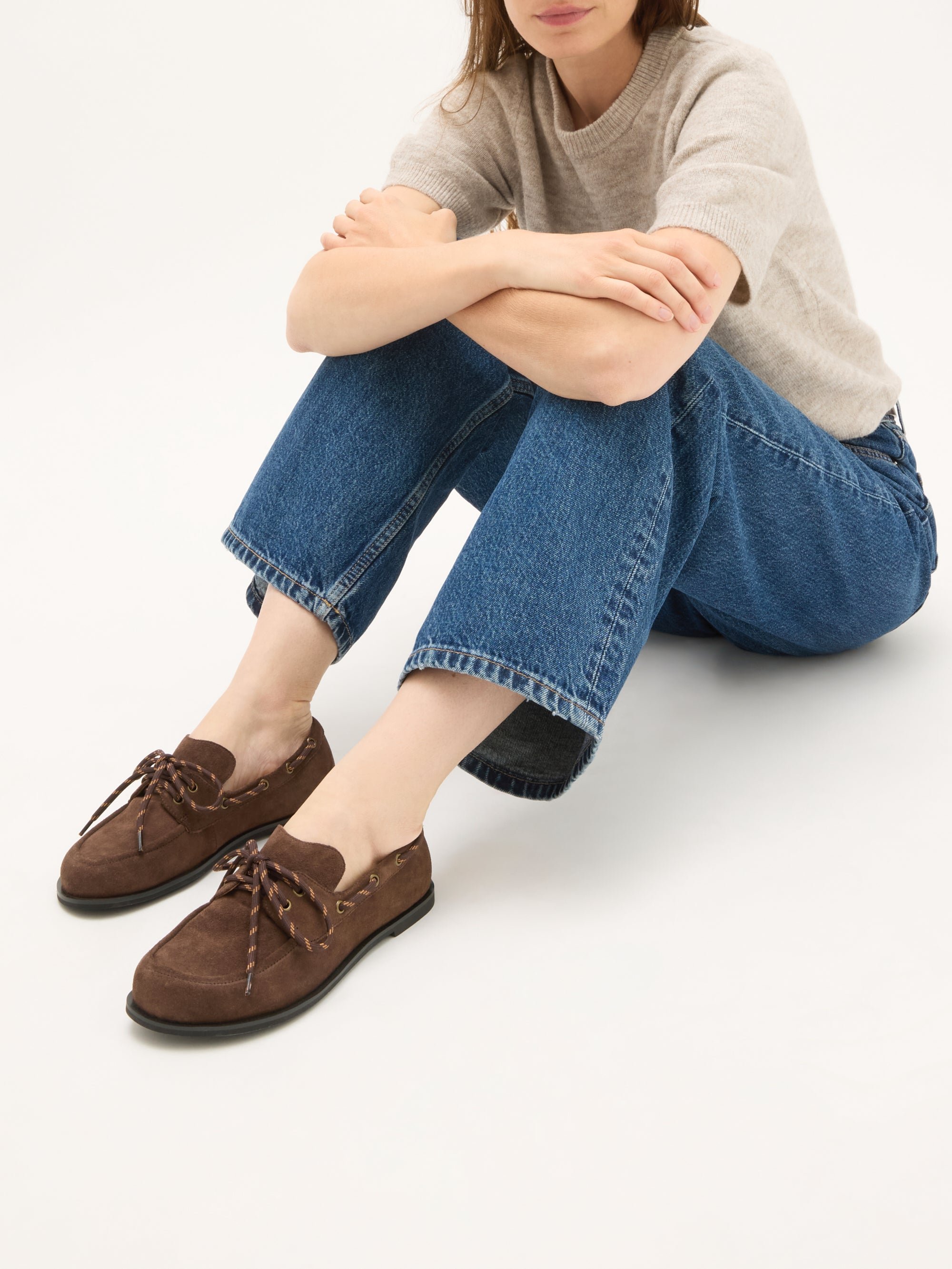 Boat loafers with flat heel and round toe | Brown VANESSA WU Women