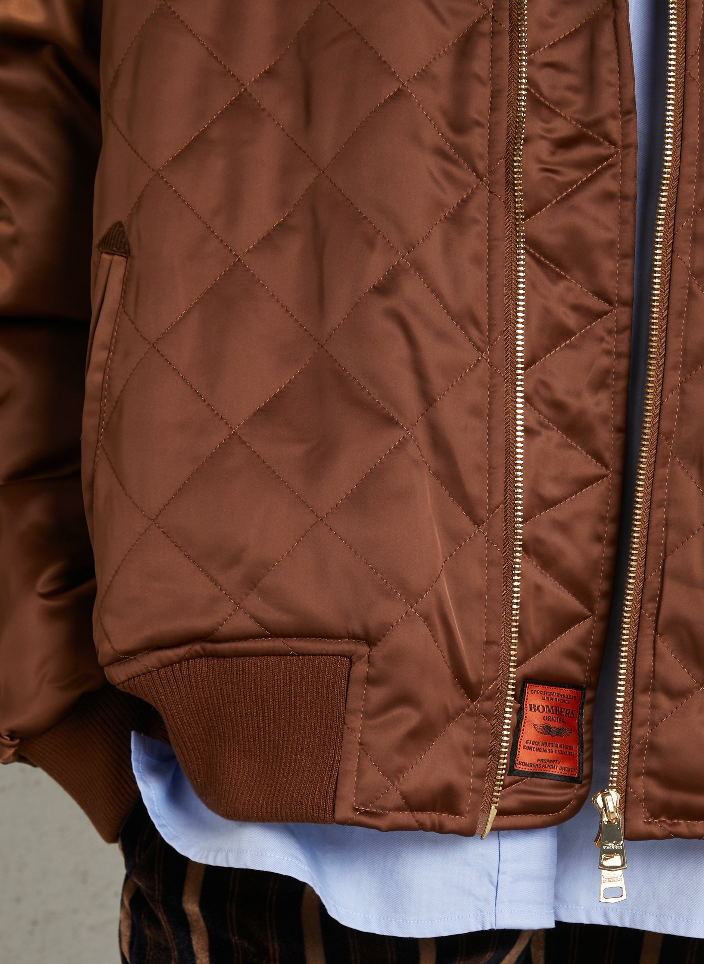 Quilted aviator straight jacket BOMBERS ORIGINAL Brown