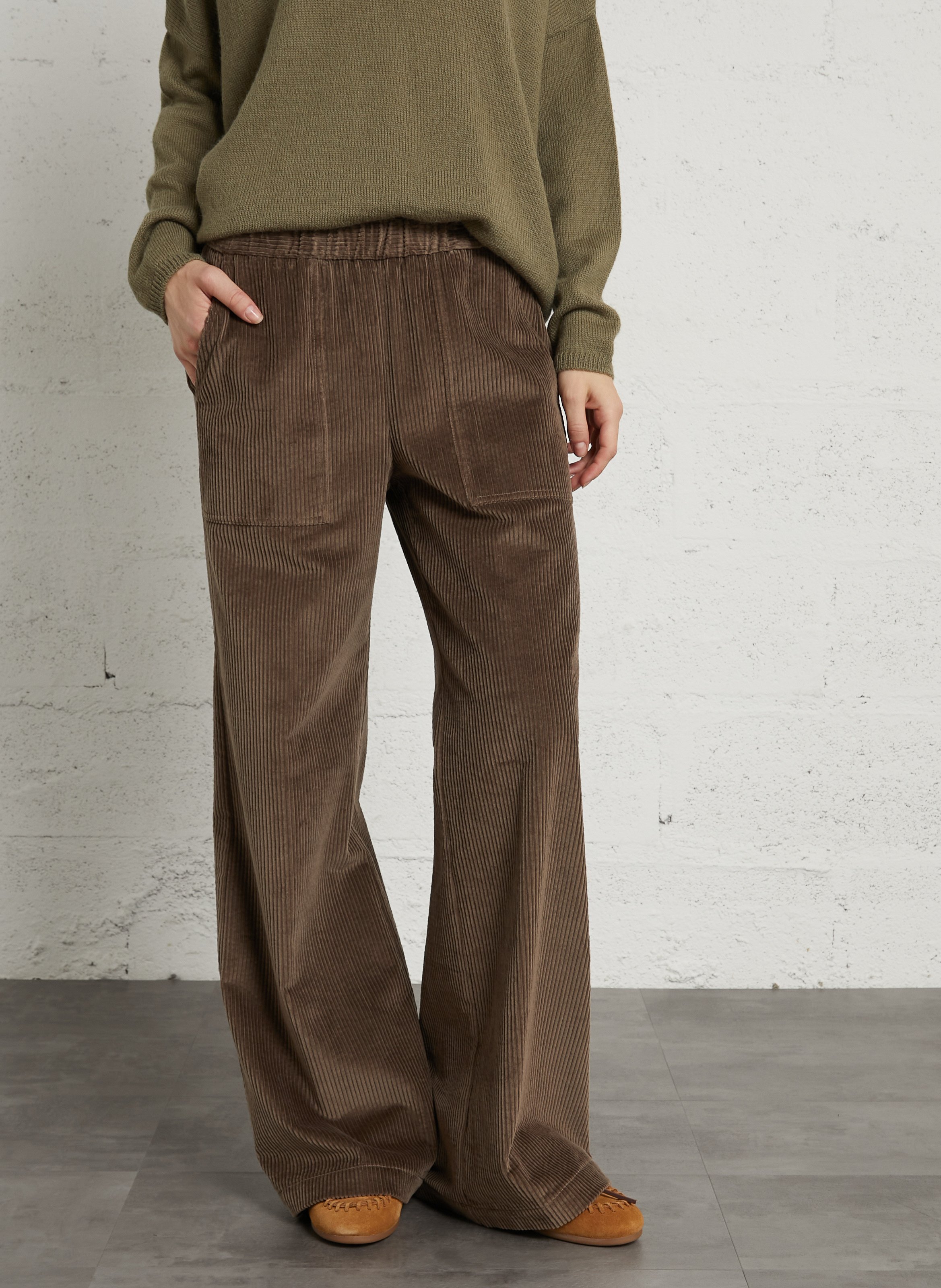Rechte, katoenen ribbroek DIEGA Bruin