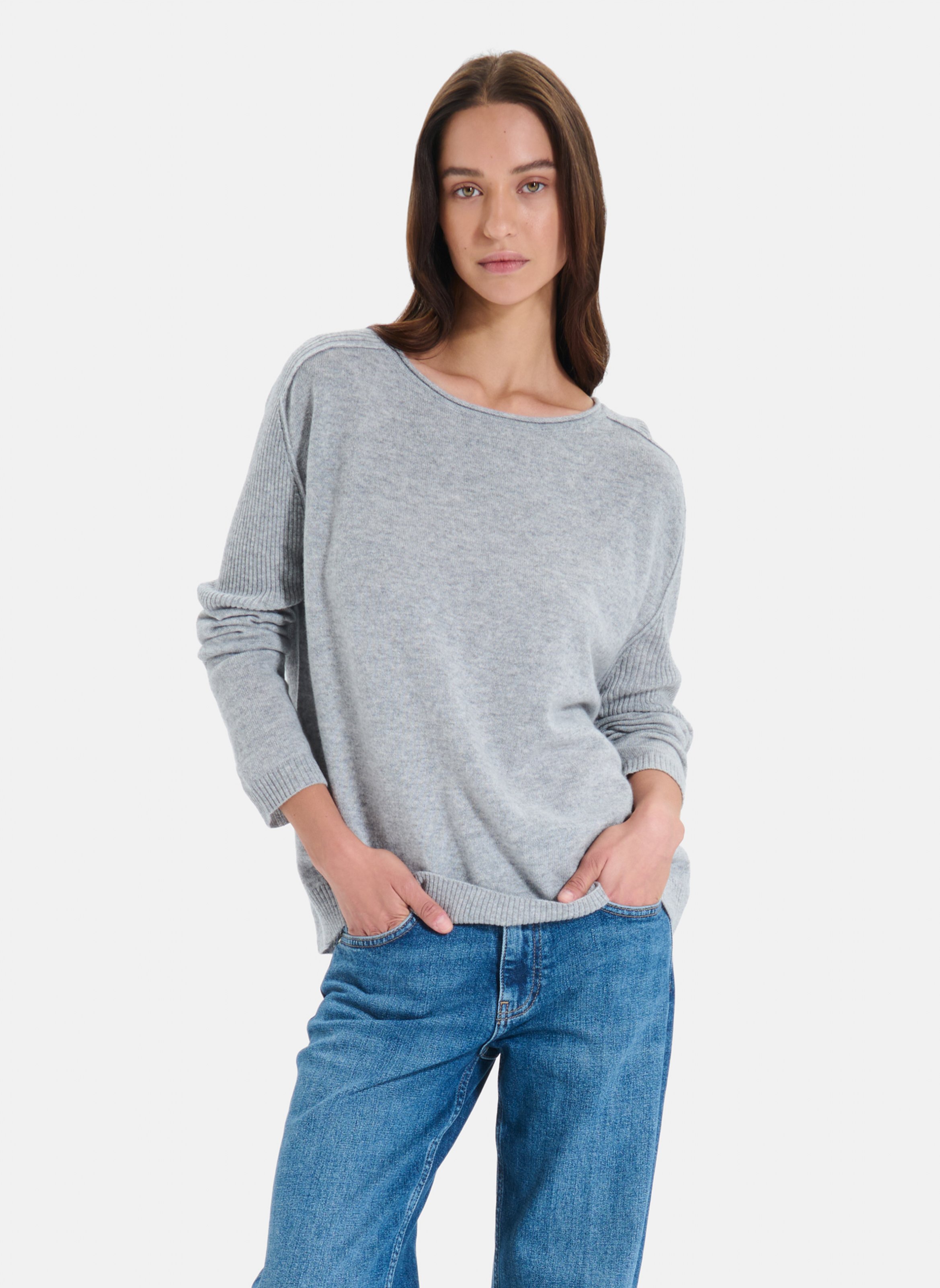 Pull col rond en cachemire ZAPA Gris