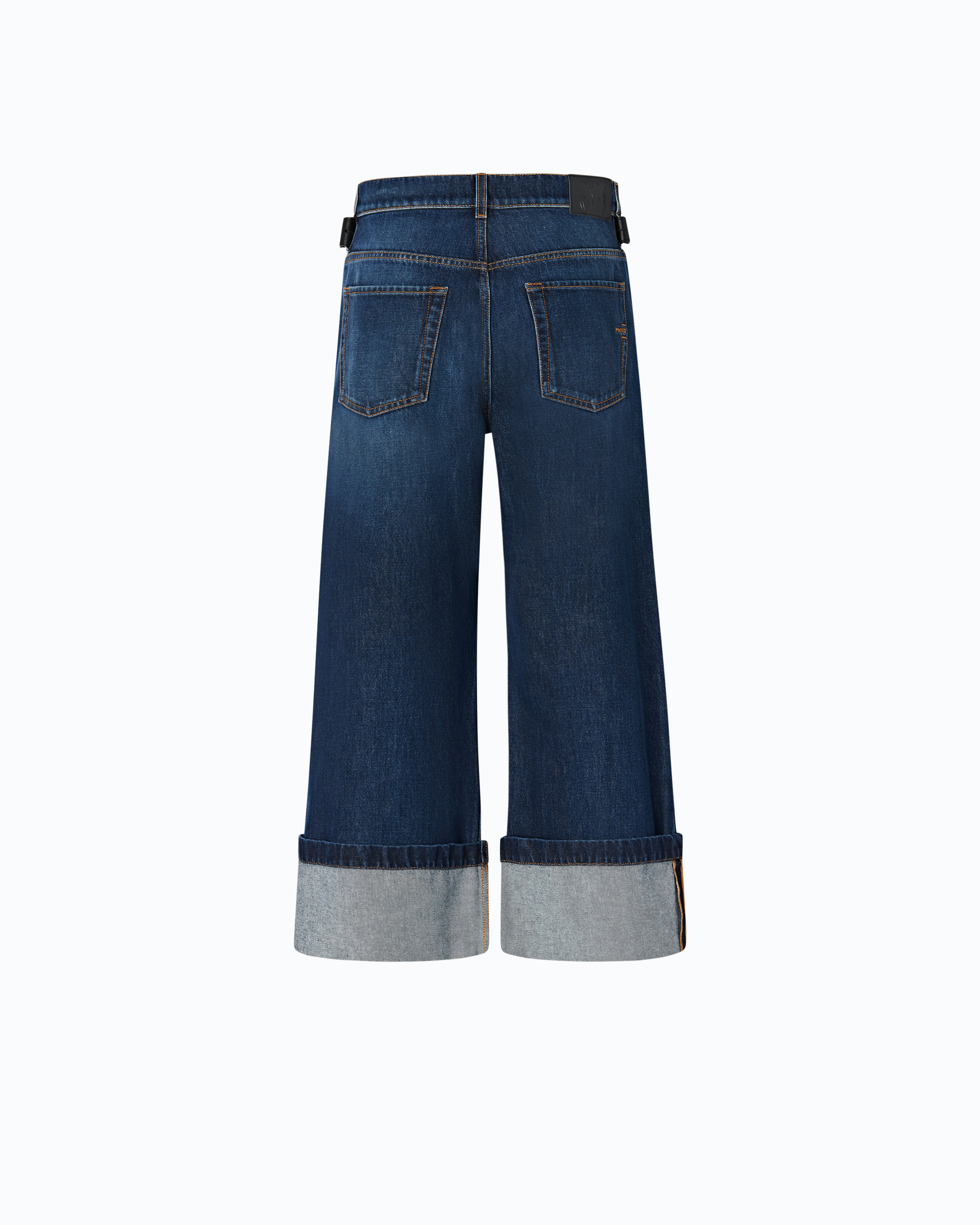 Jean cropped avec ceinture en cuir PINKO Bleu