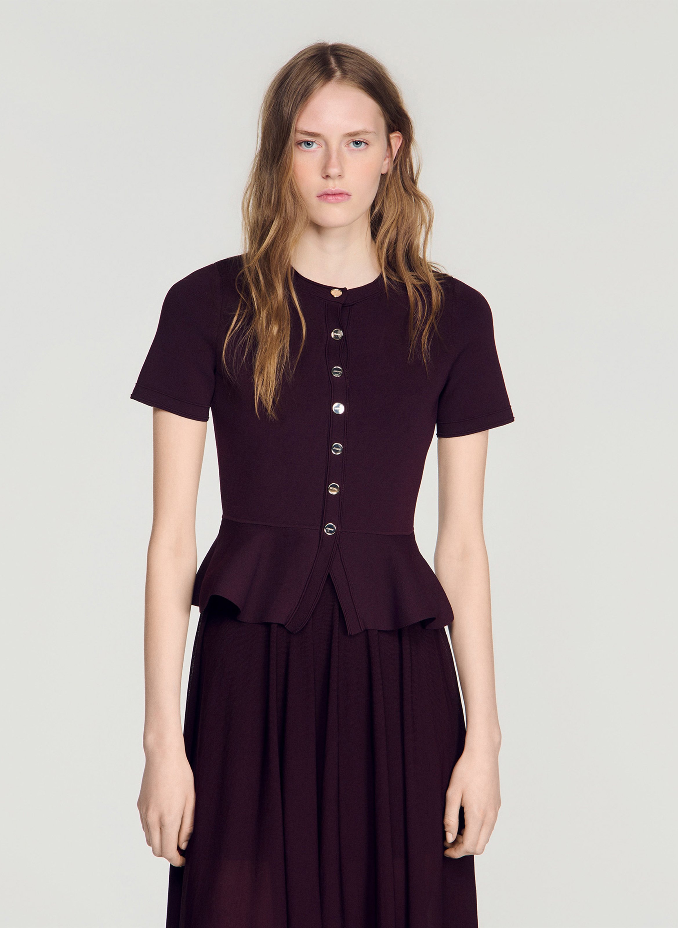 Robe longue col rond  SANDRO Rouge