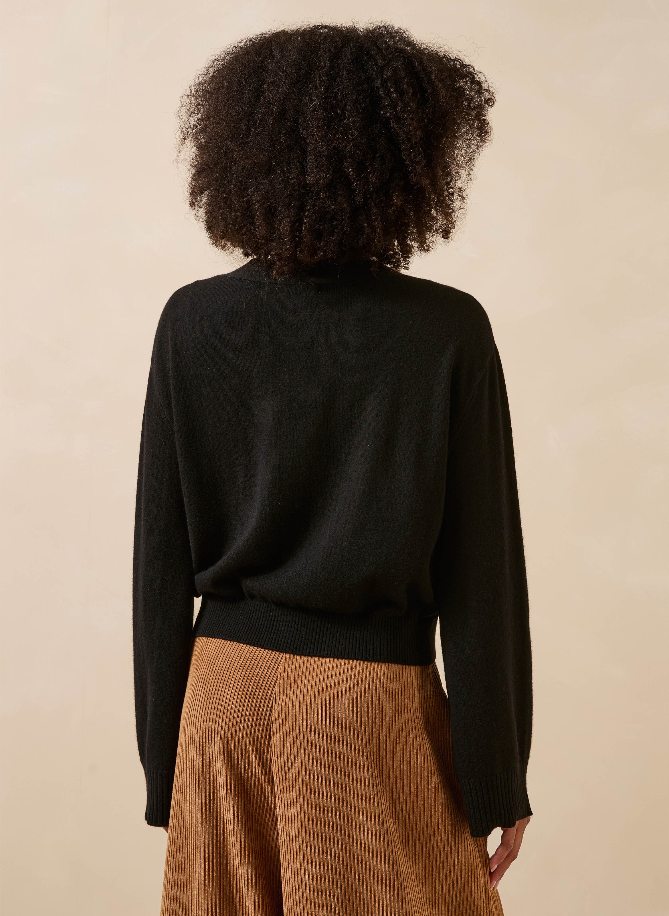 Feine gerade Strickjacke aus Wolle und Kaschmir LA FEE MARABOUTEE Schwarz