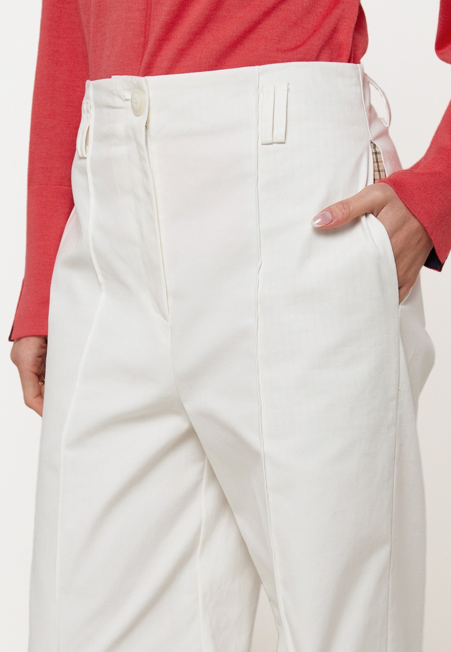 Wide-leg high-rise cotton pants RODIER White