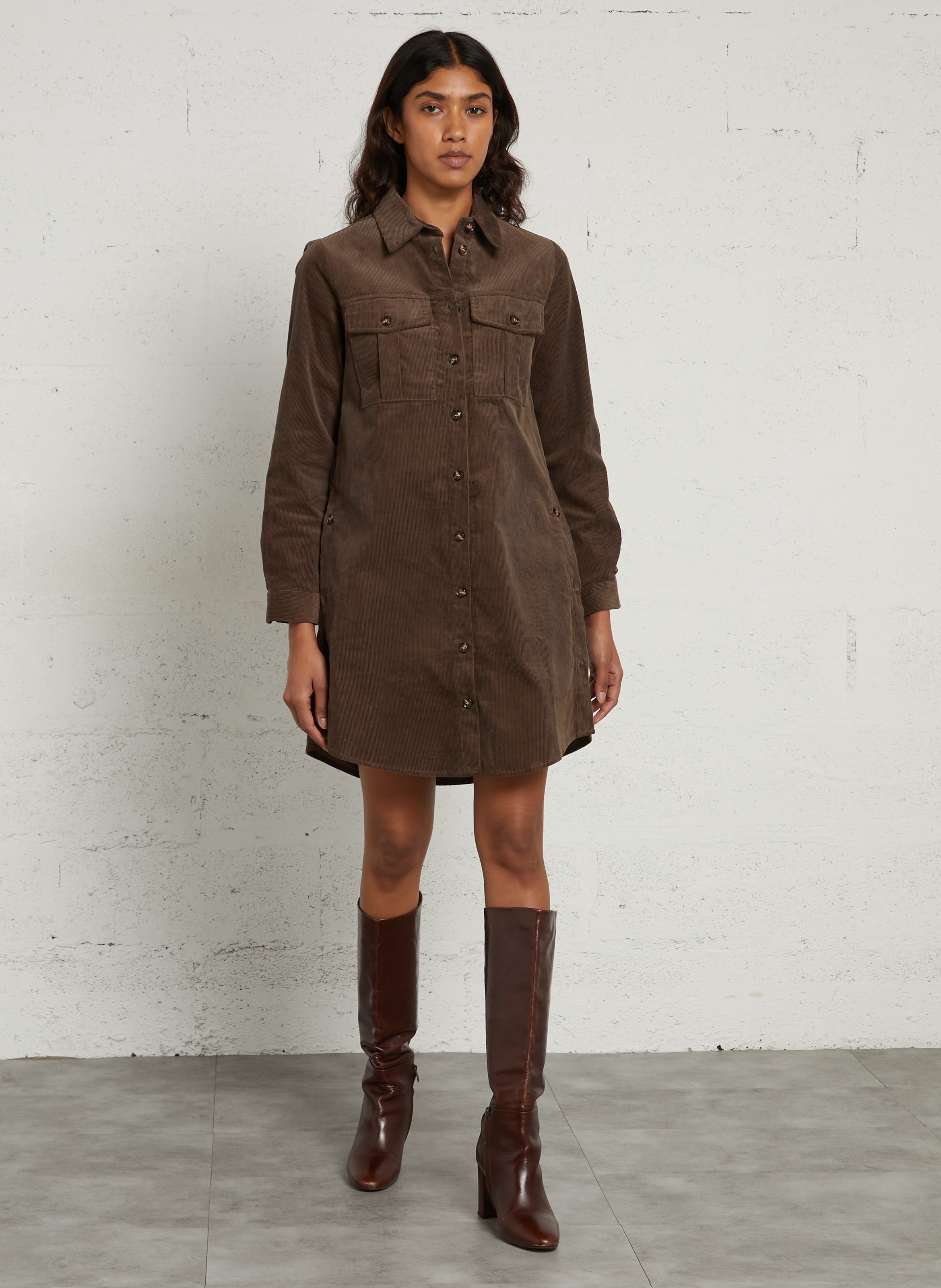 Robe courte droite côtelé en coton LA PETITE ETOILE