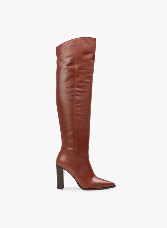 Leren overknee laarzen Bruin