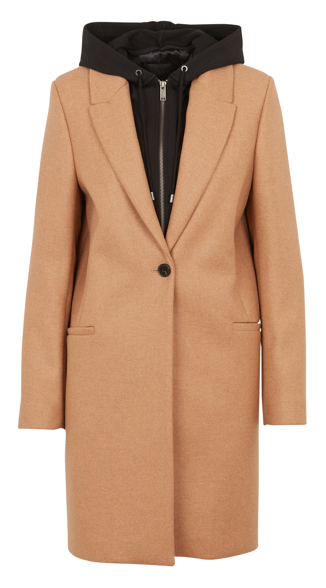 Wool-blend coat with tailored collar IKKS Brown