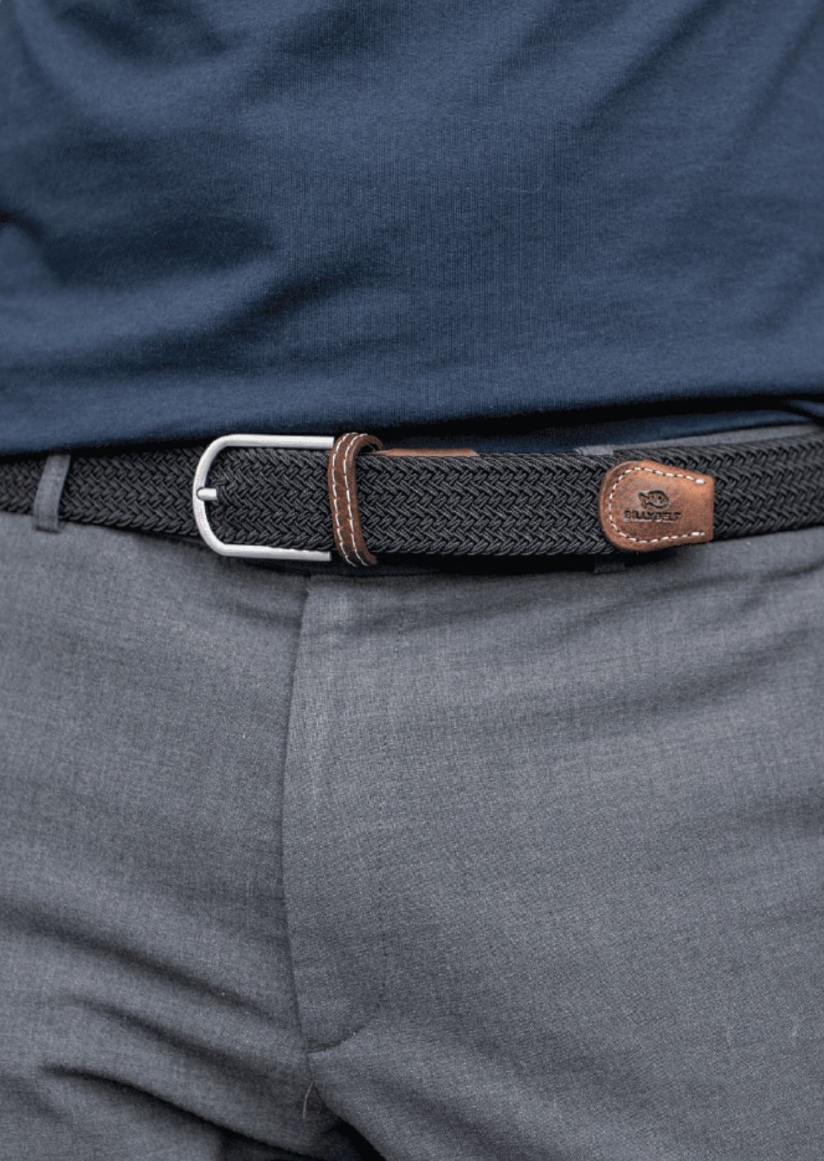 Solid Elastic Braided Belt BILLYBELT Black